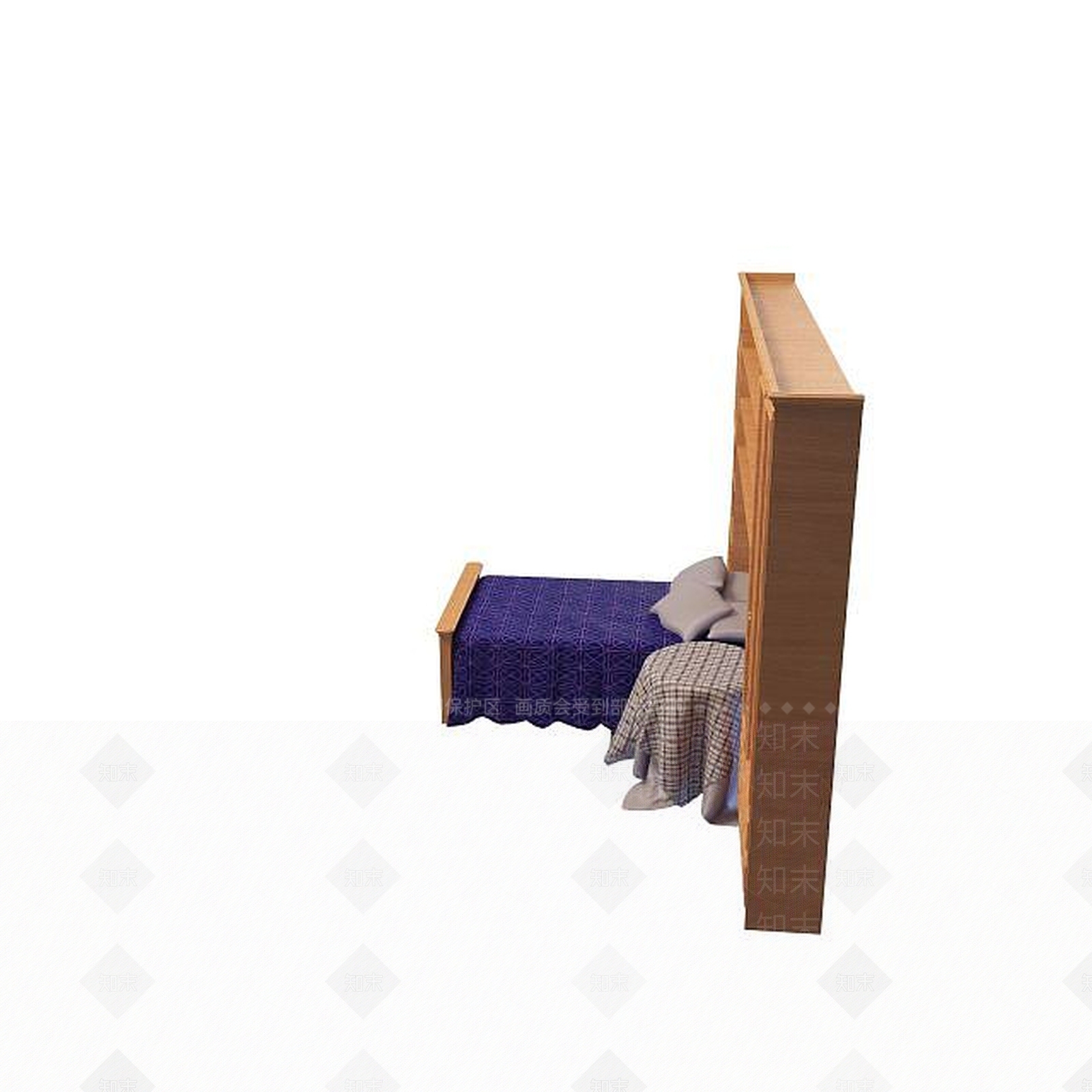 现代简约单人床3D模型下载【ID:1195526835】