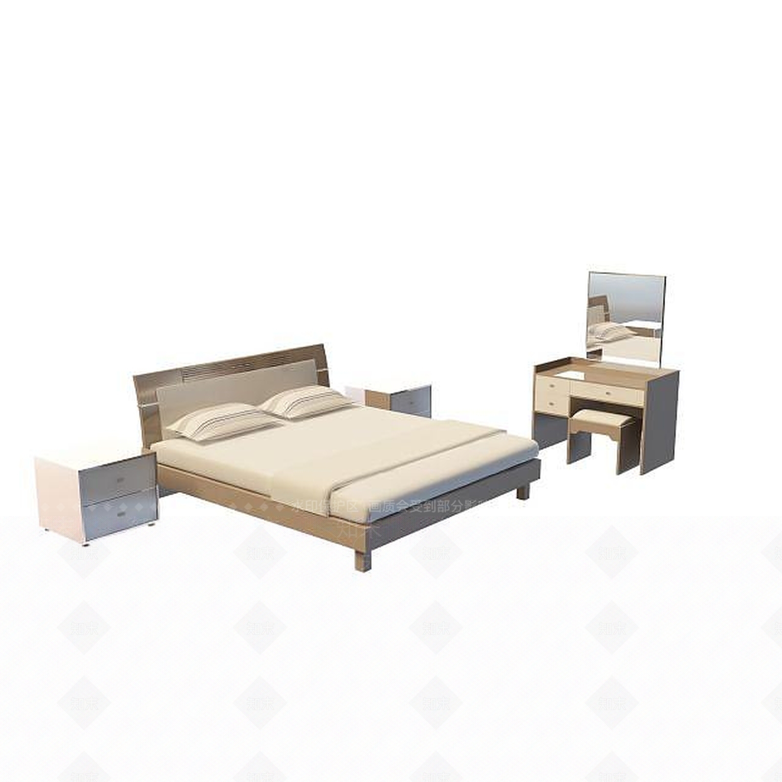 现代简约大床3D模型下载【ID:1195528290】