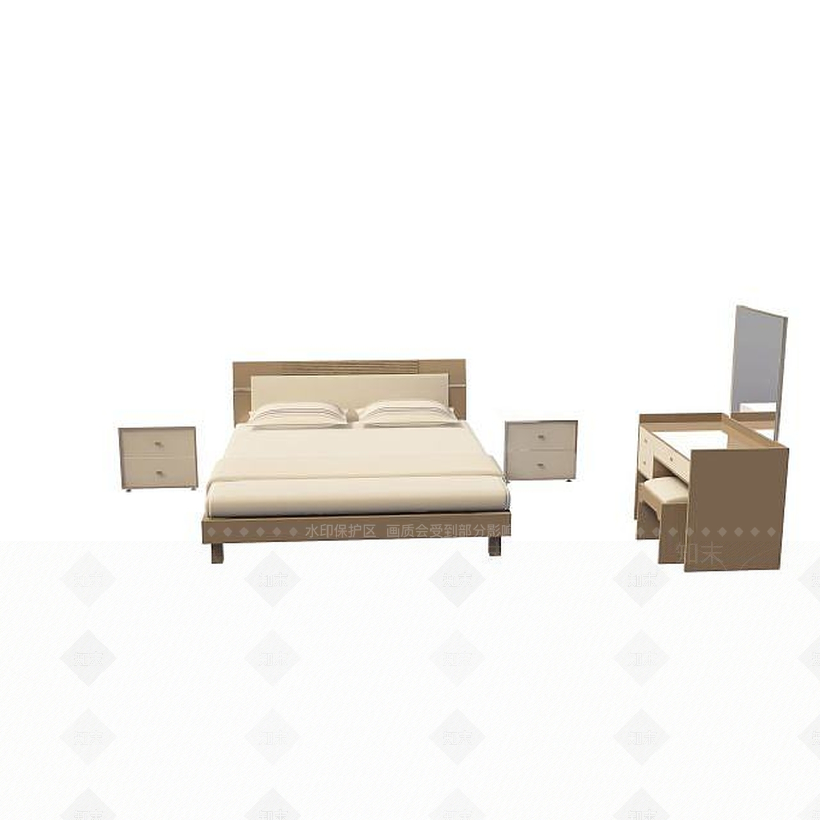 现代简约大床3D模型下载【ID:1195528290】