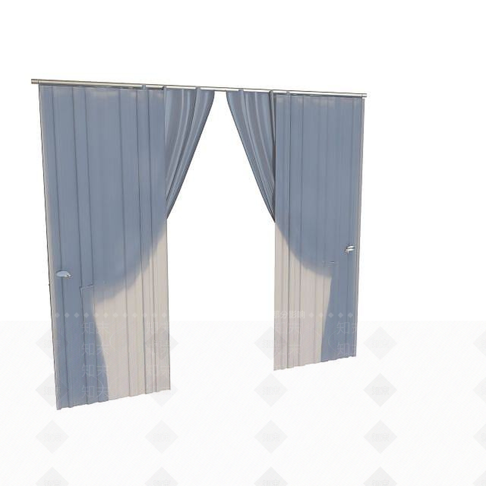 现代灰色布艺窗帘3D模型下载【ID:1195529086】