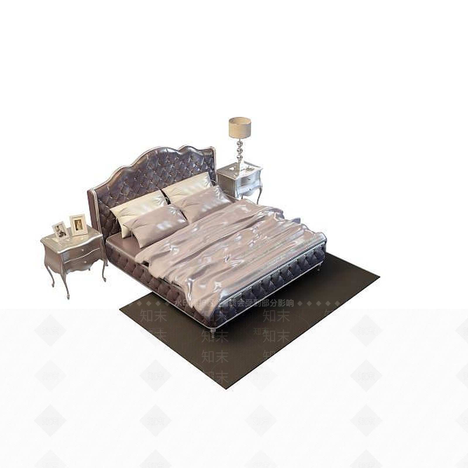 现代豪华皮艺床3D模型下载【ID:1195529669】