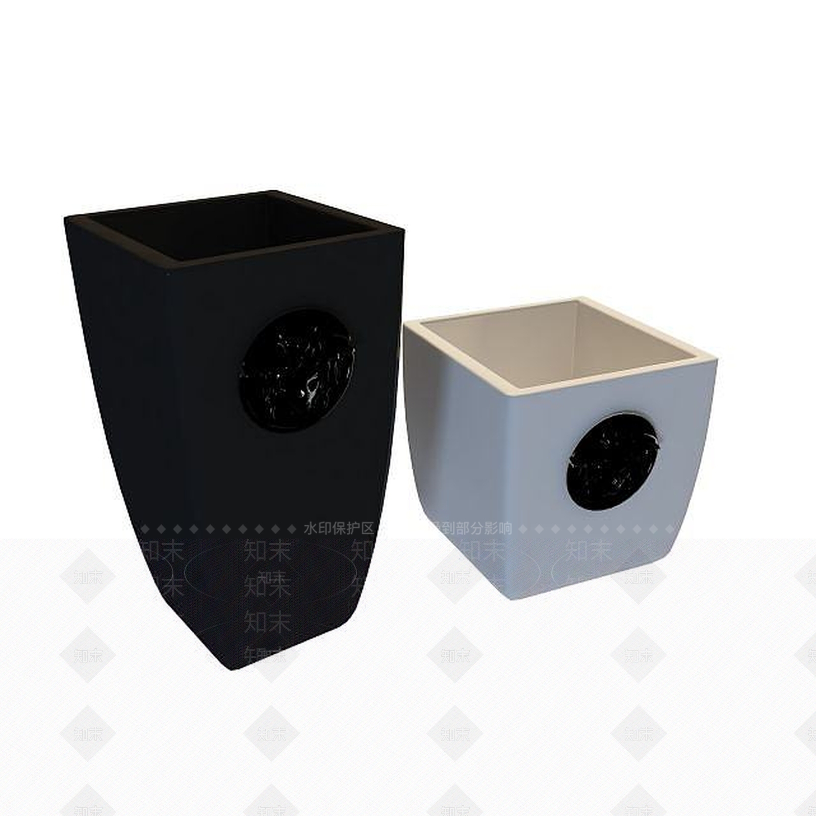 现代黑白花盆3D模型下载【ID:1195529824】