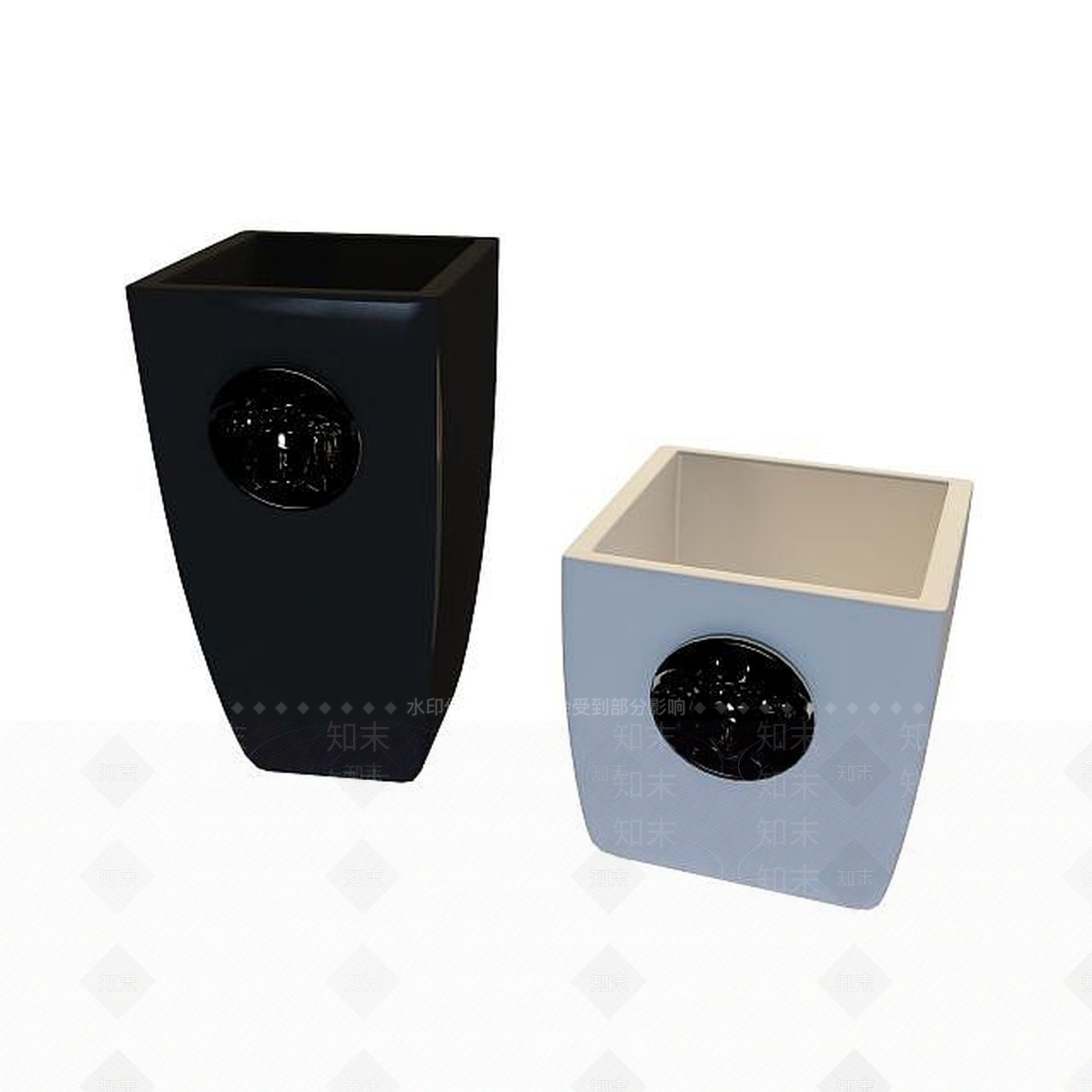 现代黑白花盆3D模型下载【ID:1195529824】