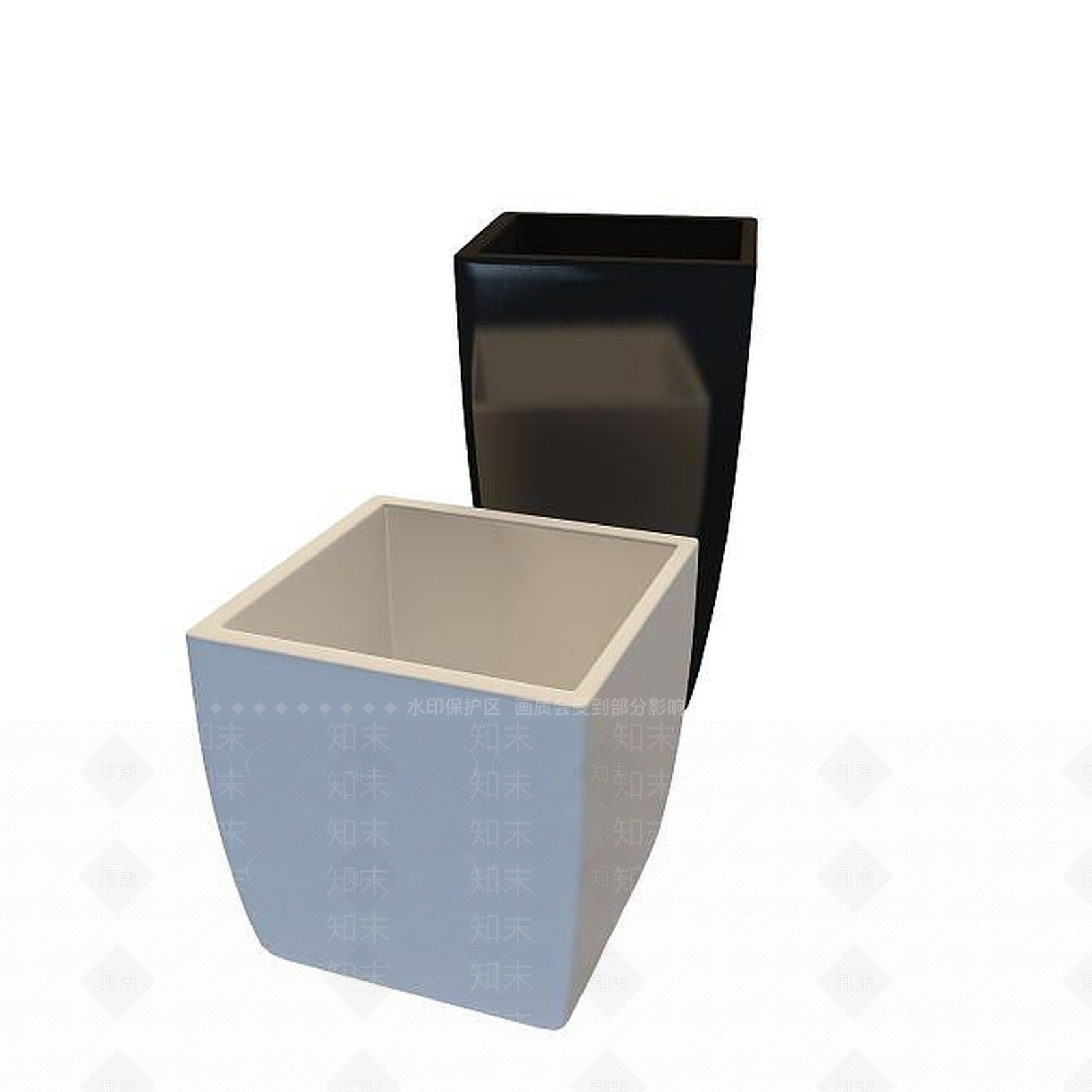 现代黑白花盆3D模型下载【ID:1195529824】