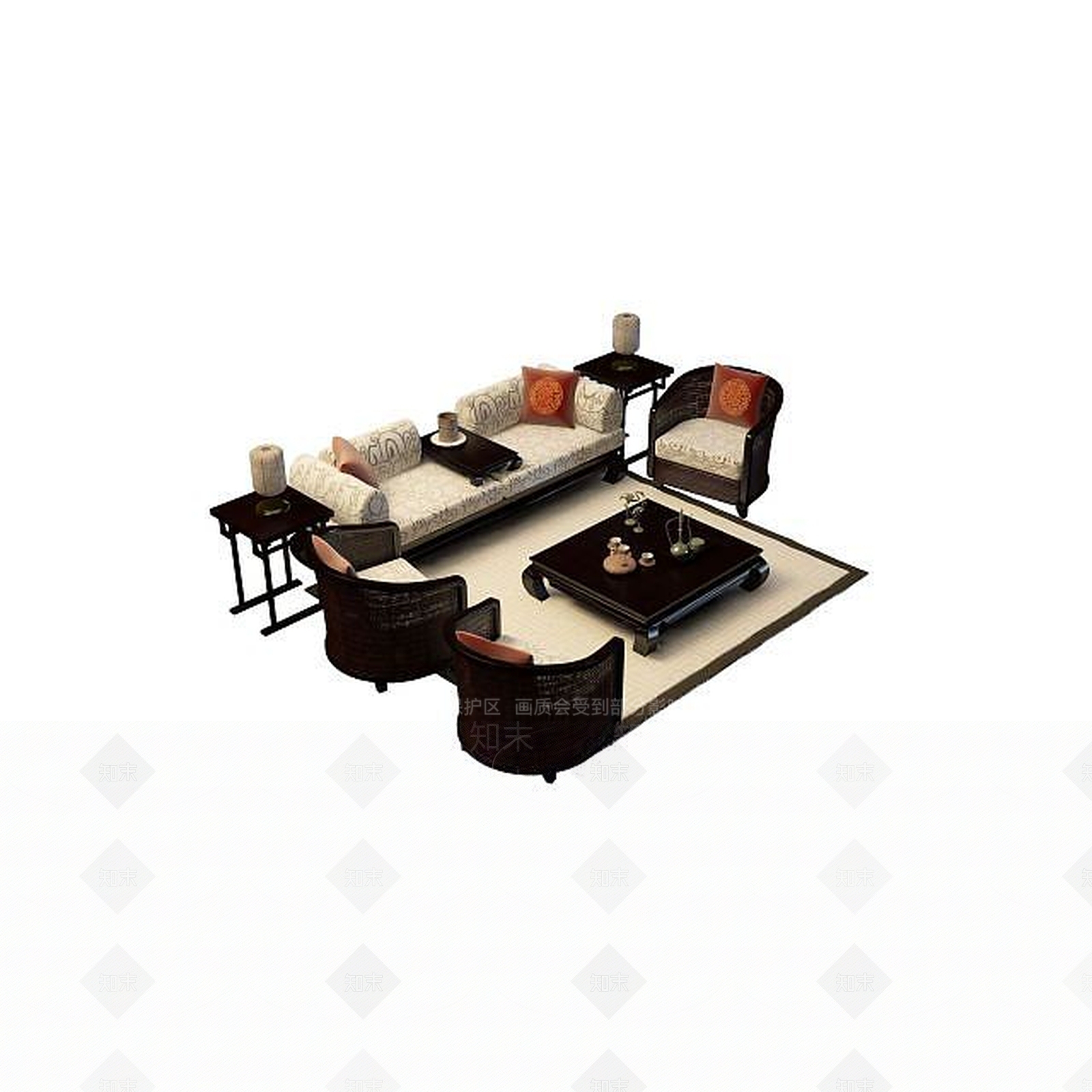 现代客厅古典家具3D模型下载【ID:1195529981】