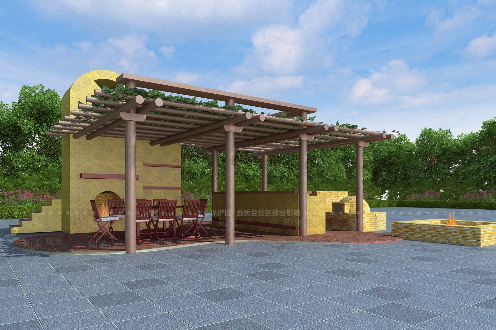 现代新中式廊架3D模型下载【ID:1195534505】