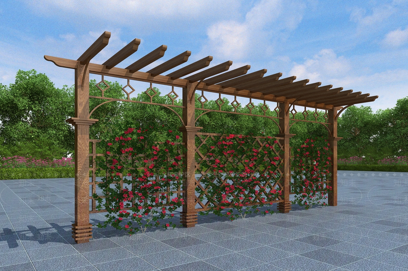 现代新中式廊架3D模型下载【ID:1195534650】