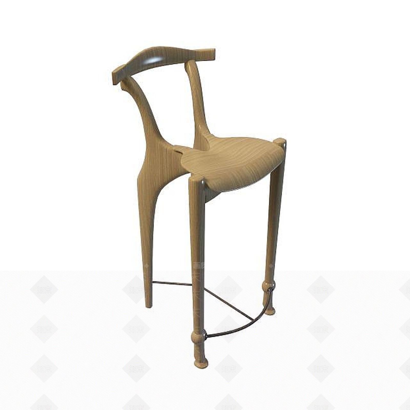 现代木质吧椅3D模型下载【ID:1195535727】