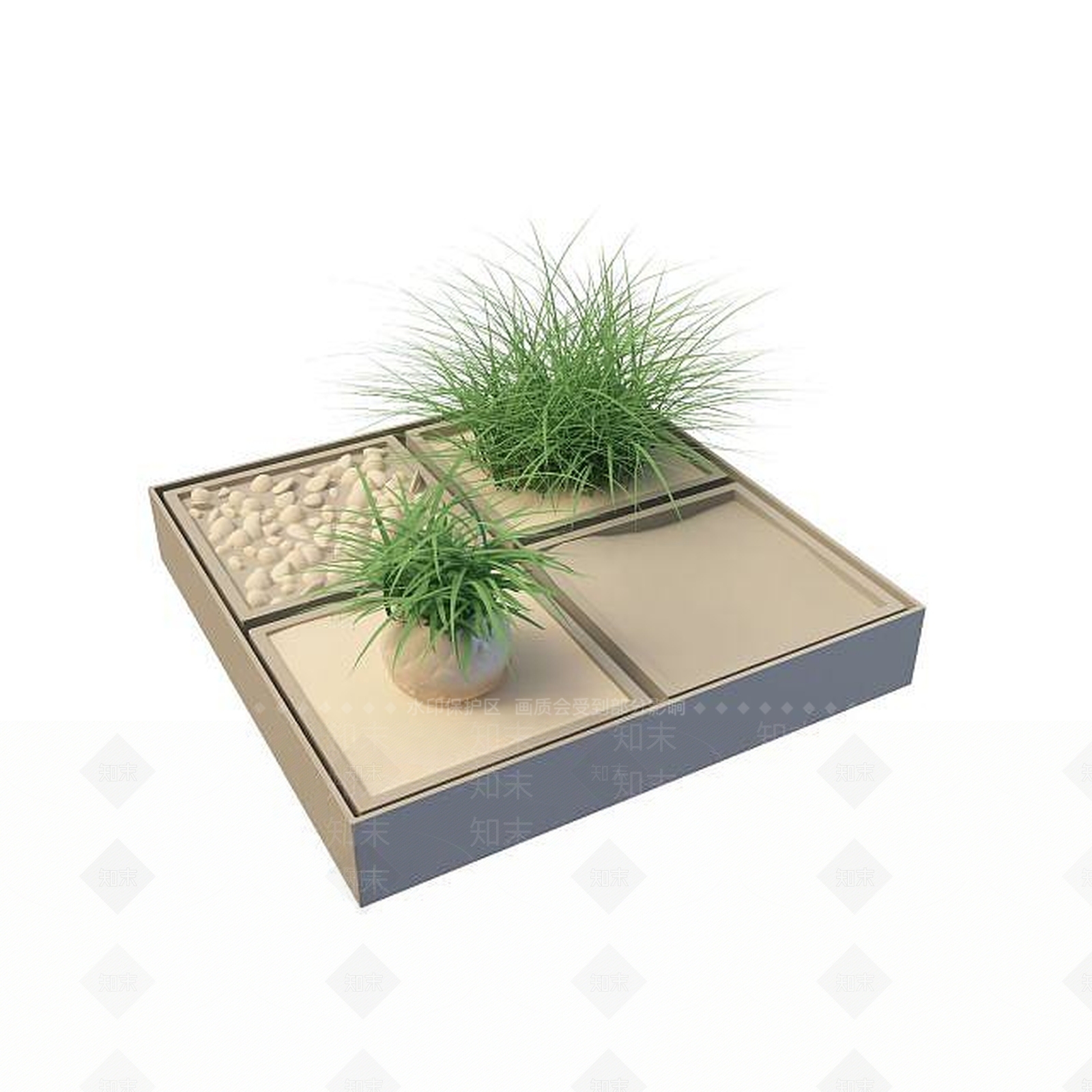 现代园林花坛3D模型下载【ID:1195536623】