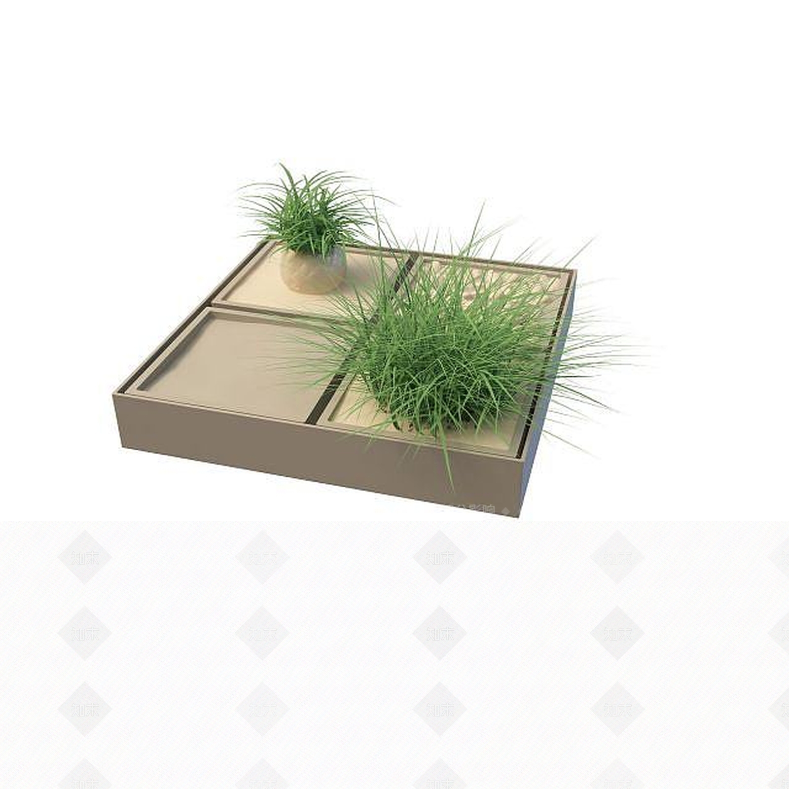 现代园林花坛3D模型下载【ID:1195536623】