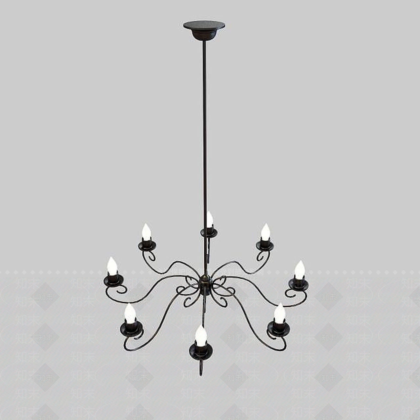 现代蜡烛吊灯3D模型下载【ID:1195538957】
