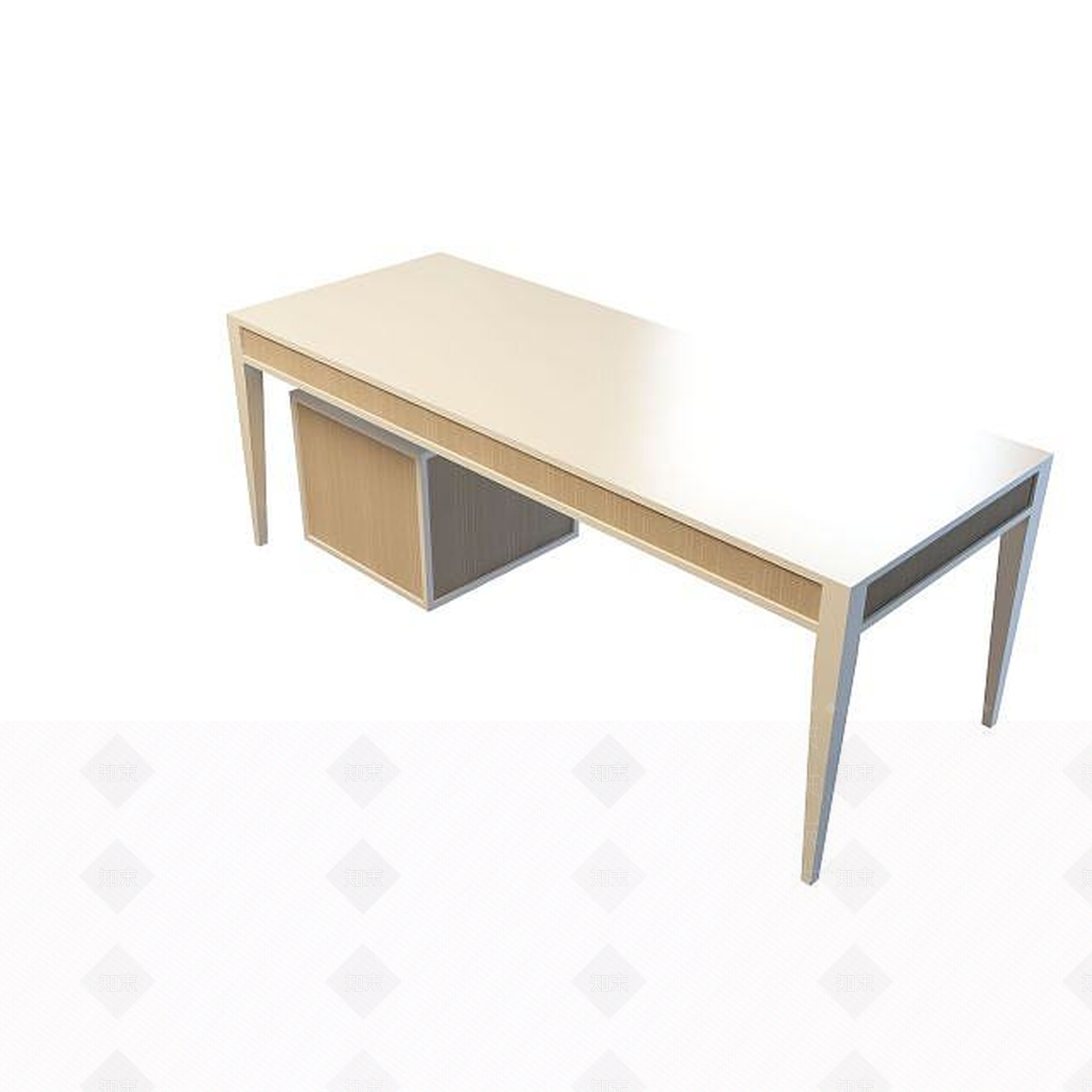 现代简约书房桌3D模型下载【ID:1195539062】