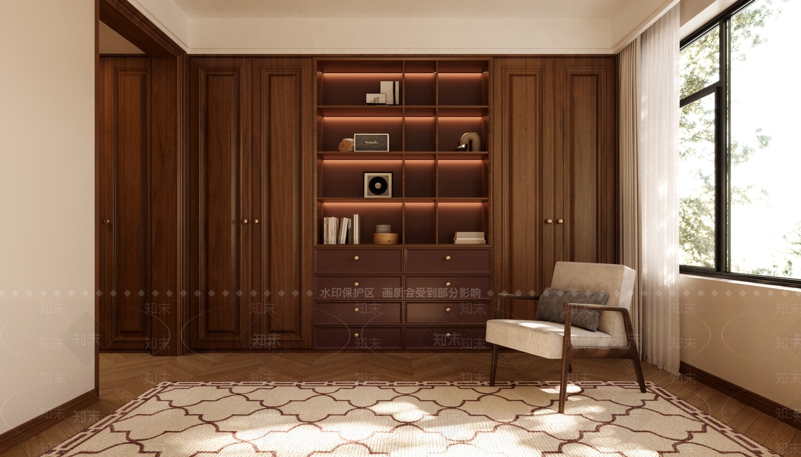 美式法式衣柜3D模型下载【ID:1195544514】