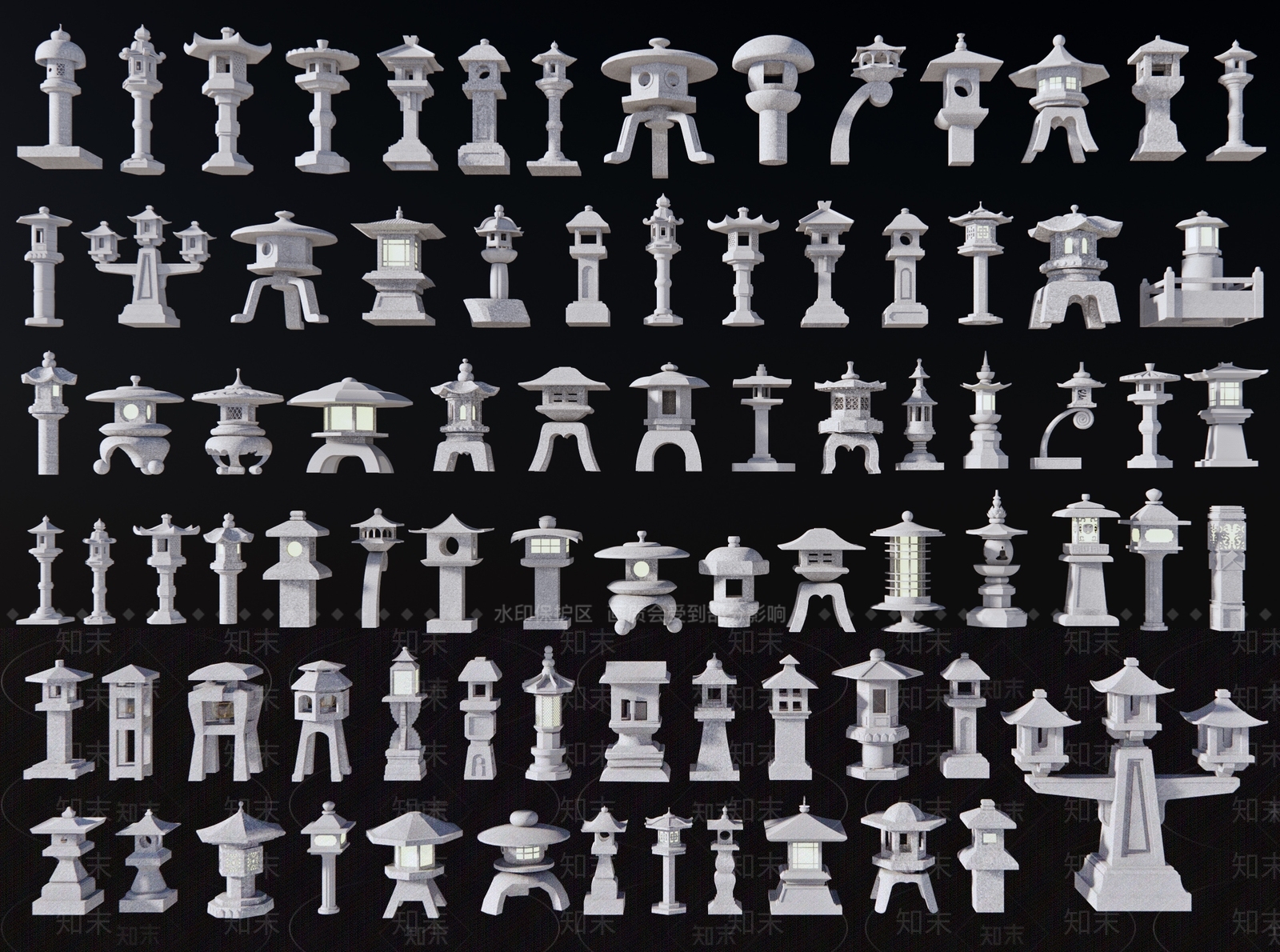 中式石灯SU模型下载【ID:1195545044】