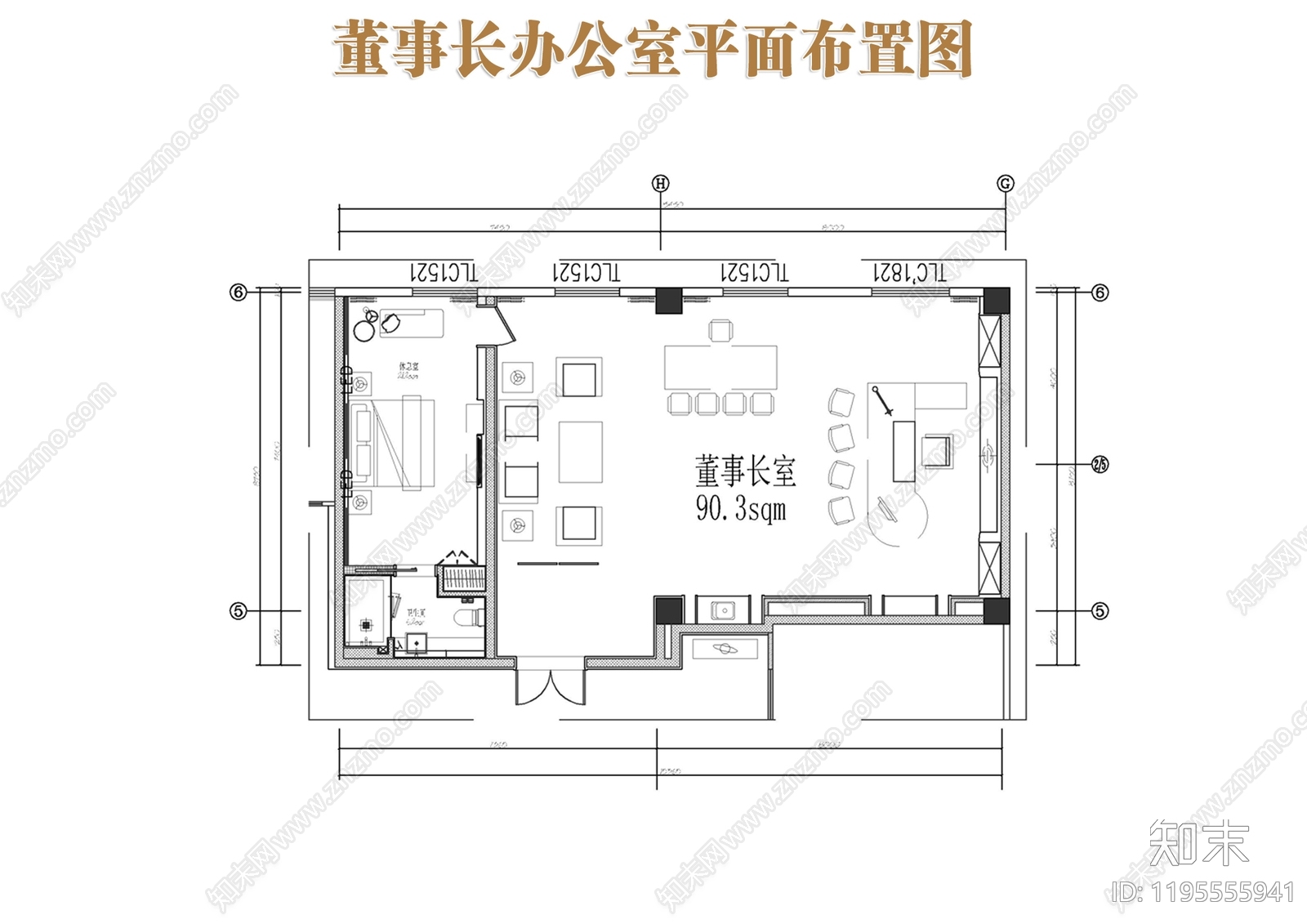 现代独立办公室施工图下载【ID:1195555941】