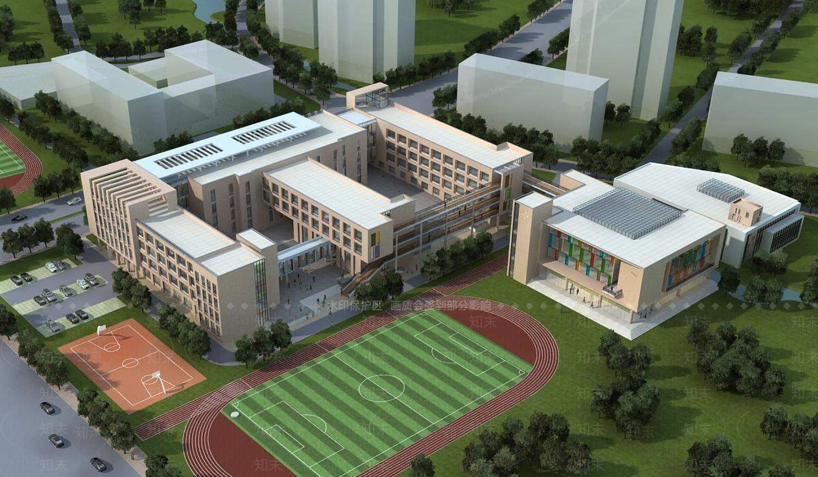 现代学校外观3D模型下载【ID:1195557501】