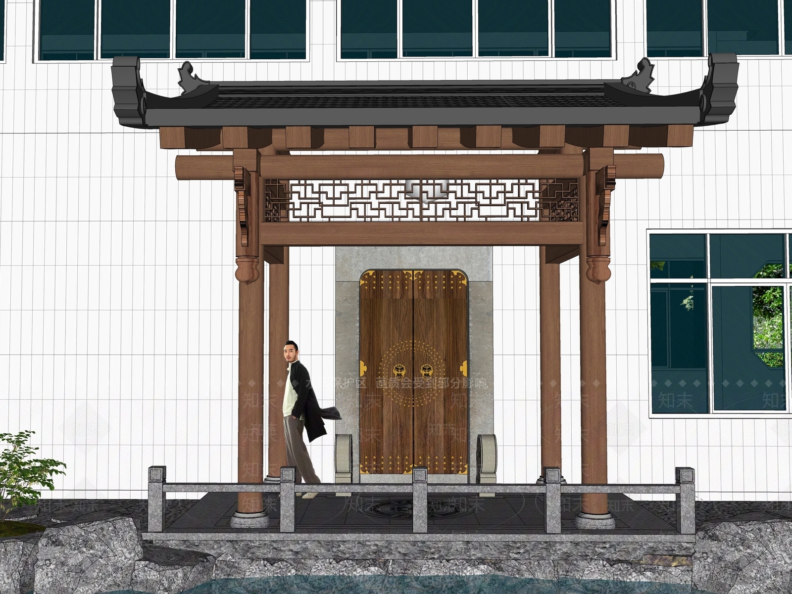 中式古建筑SU模型下载【ID:1195559070】