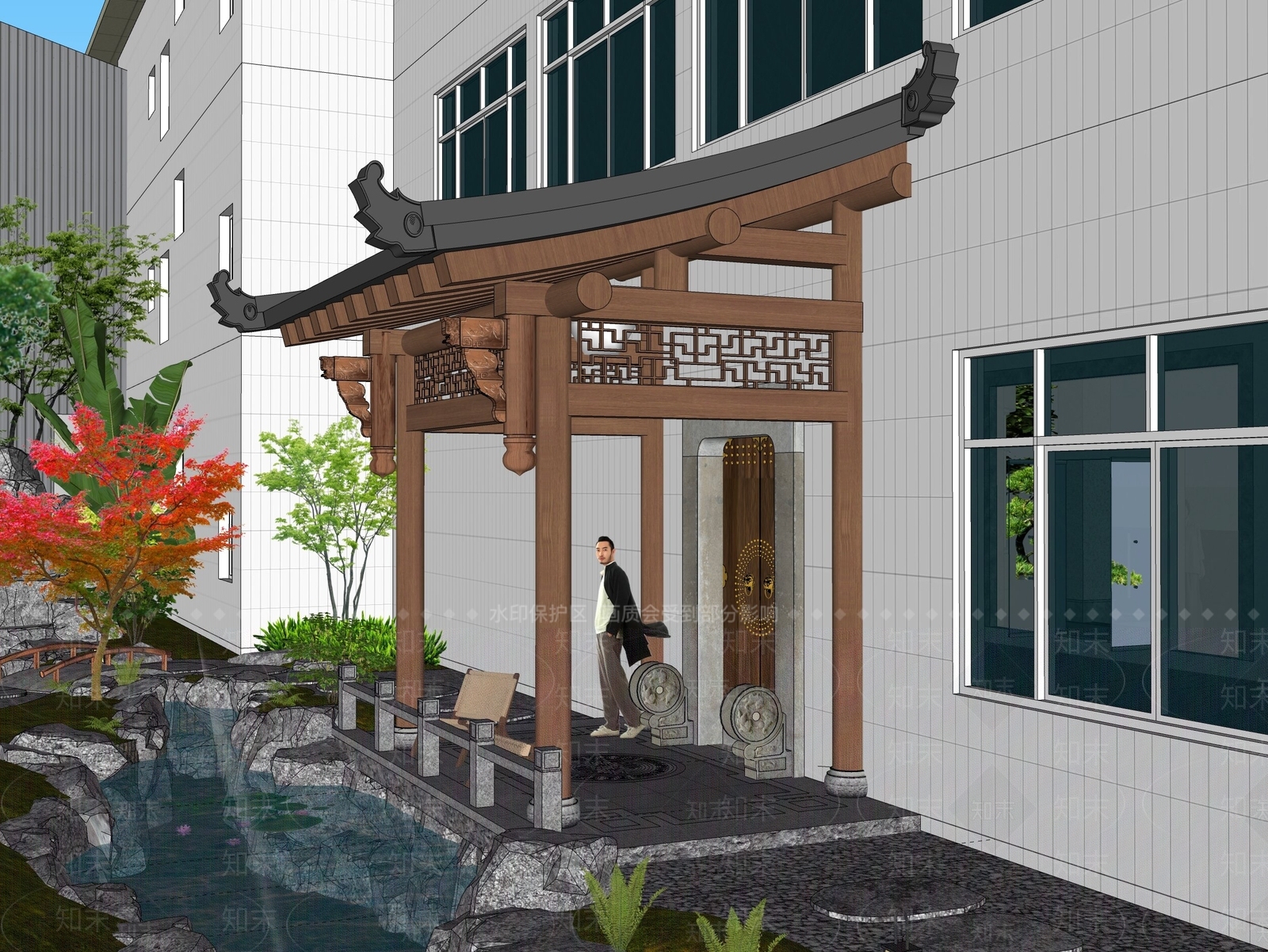 中式古建筑SU模型下载【ID:1195559070】
