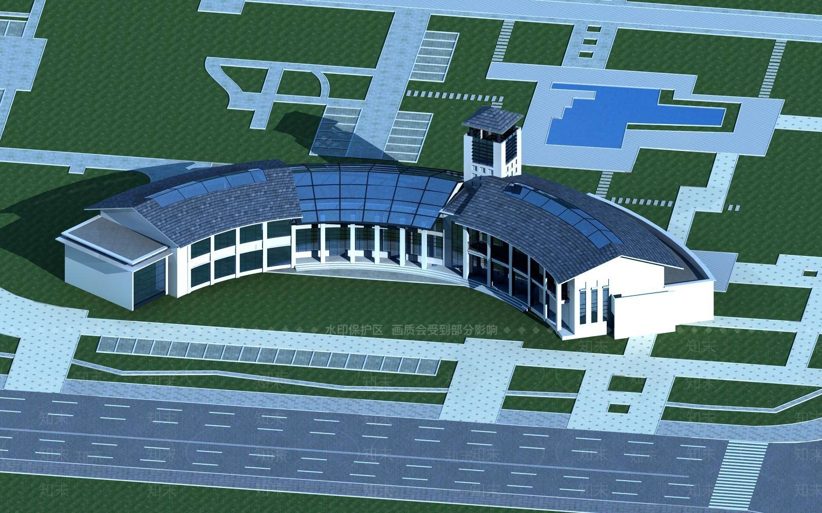 新中式酒店外观3D模型下载【ID:1195559789】