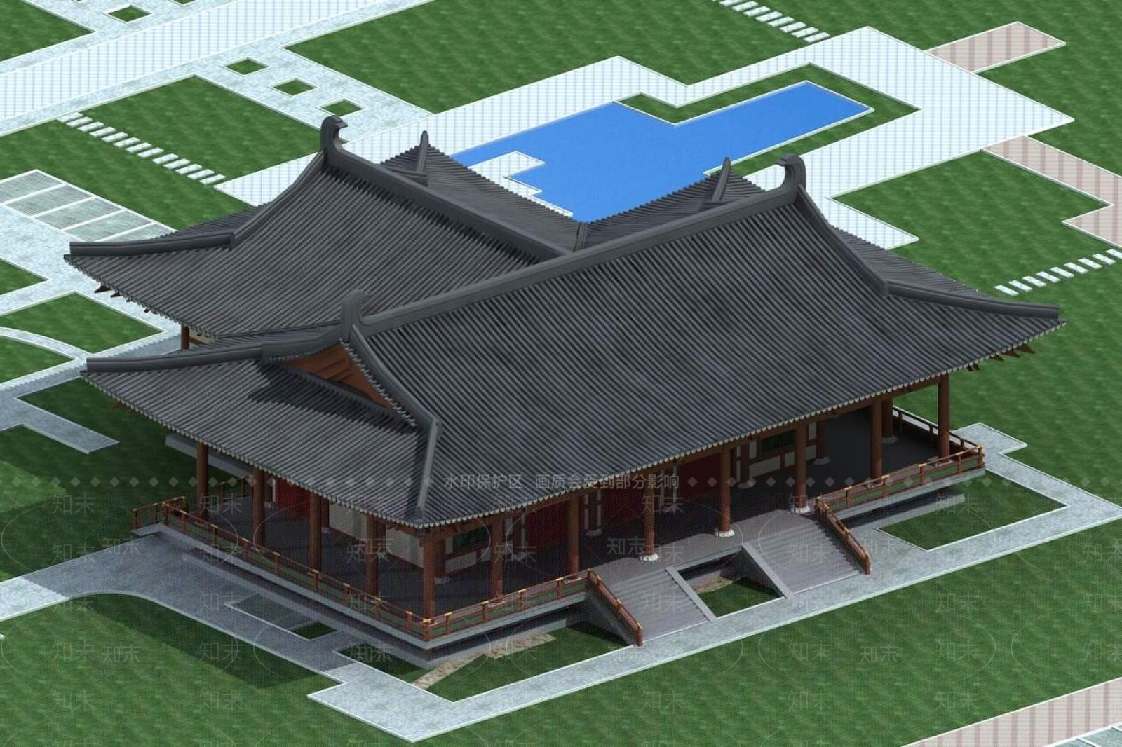 中式古建3D模型下载【ID:1195559881】