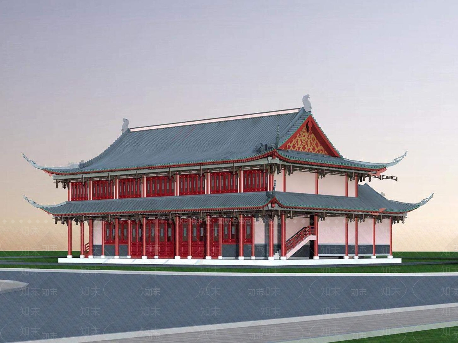 中式古建3D模型下载【ID:1195560562】