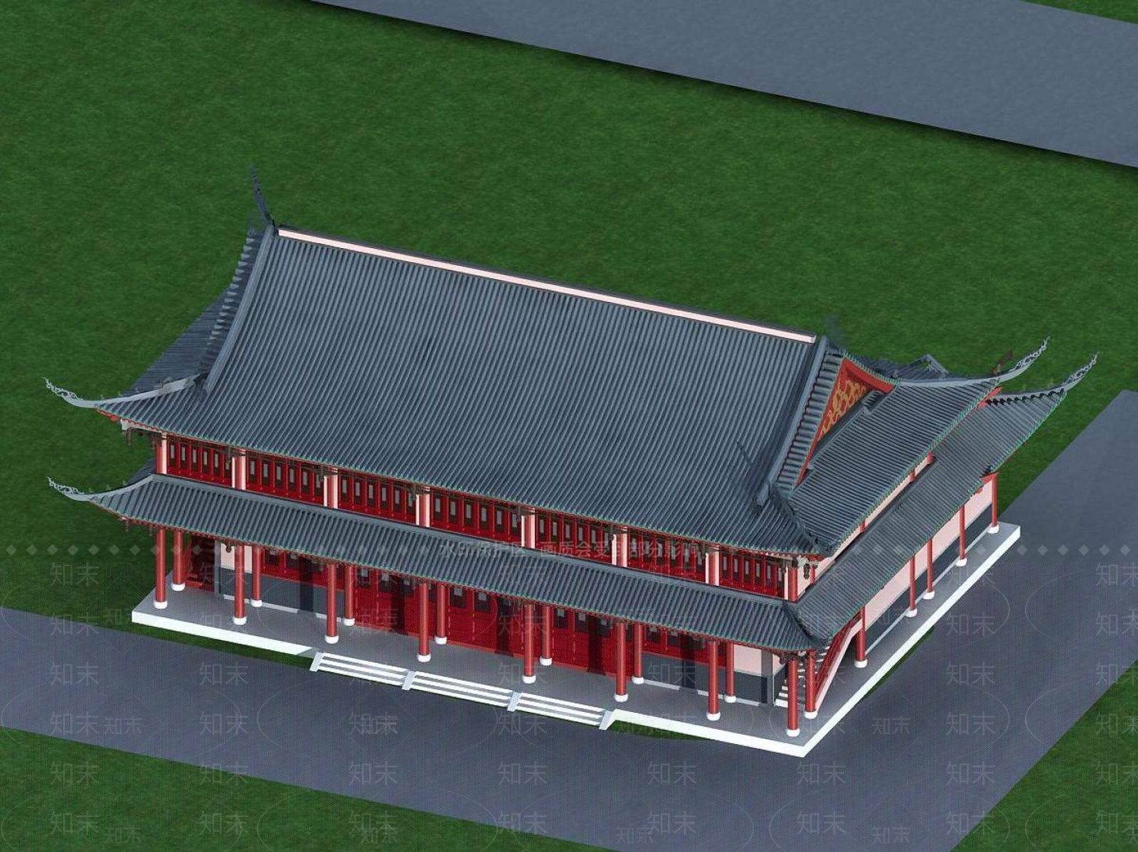 中式古建3D模型下载【ID:1195560562】