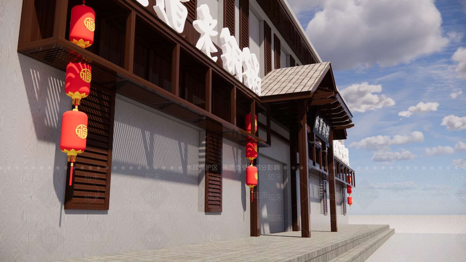 新中式中式门头SU模型下载【ID:1195563193】