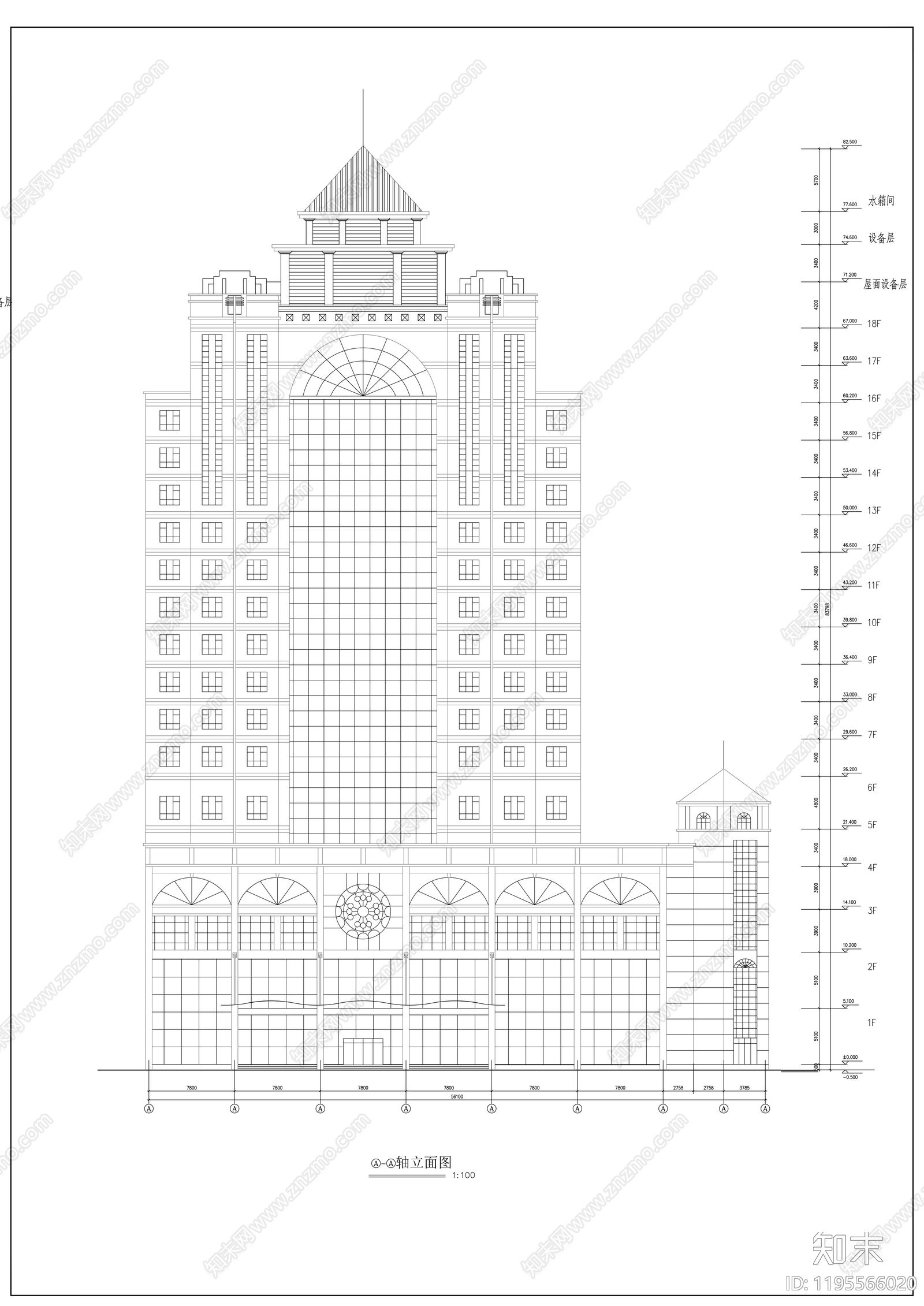 现代酒店建筑施工图下载【ID:1195566020】