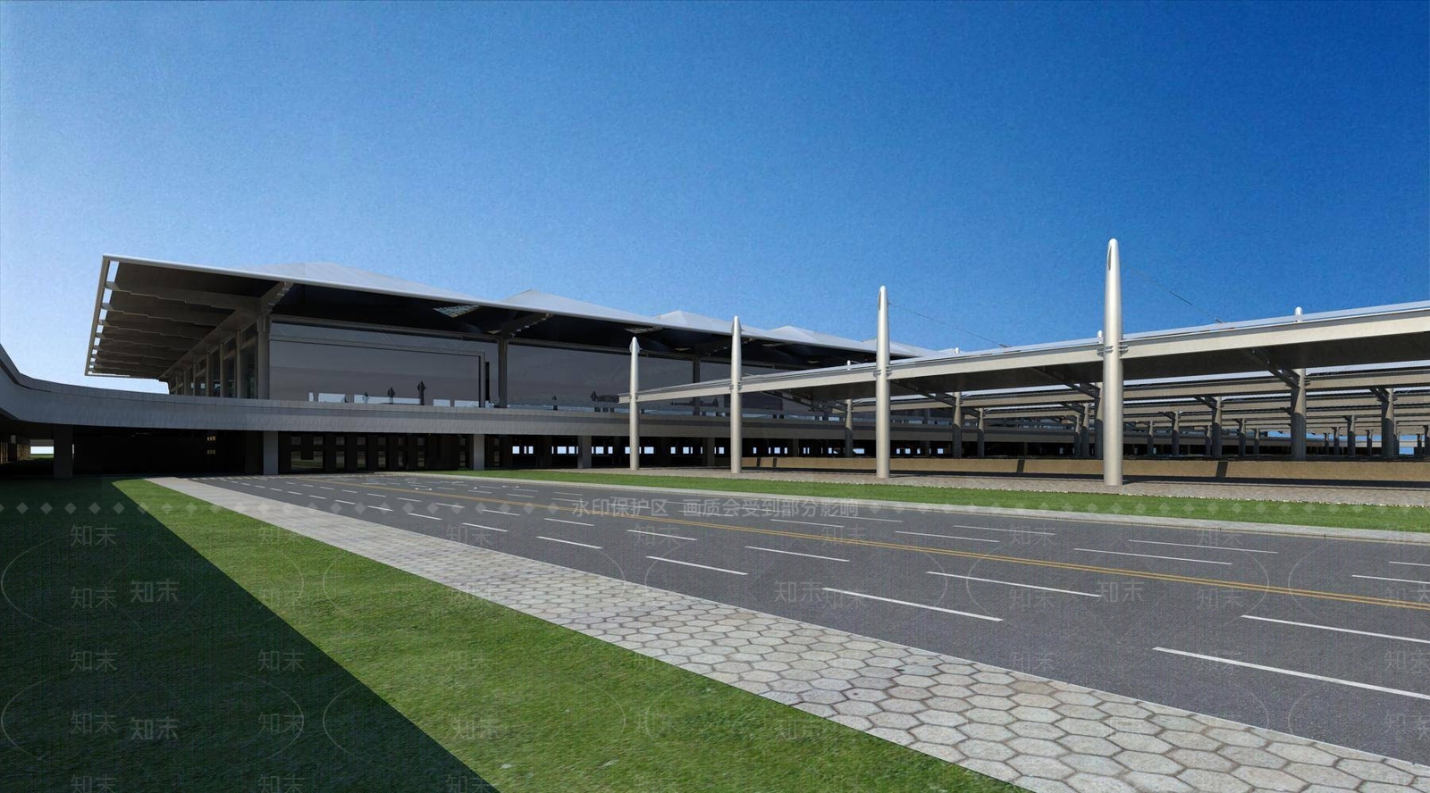 现代车站外观3D模型下载【ID:1195568752】