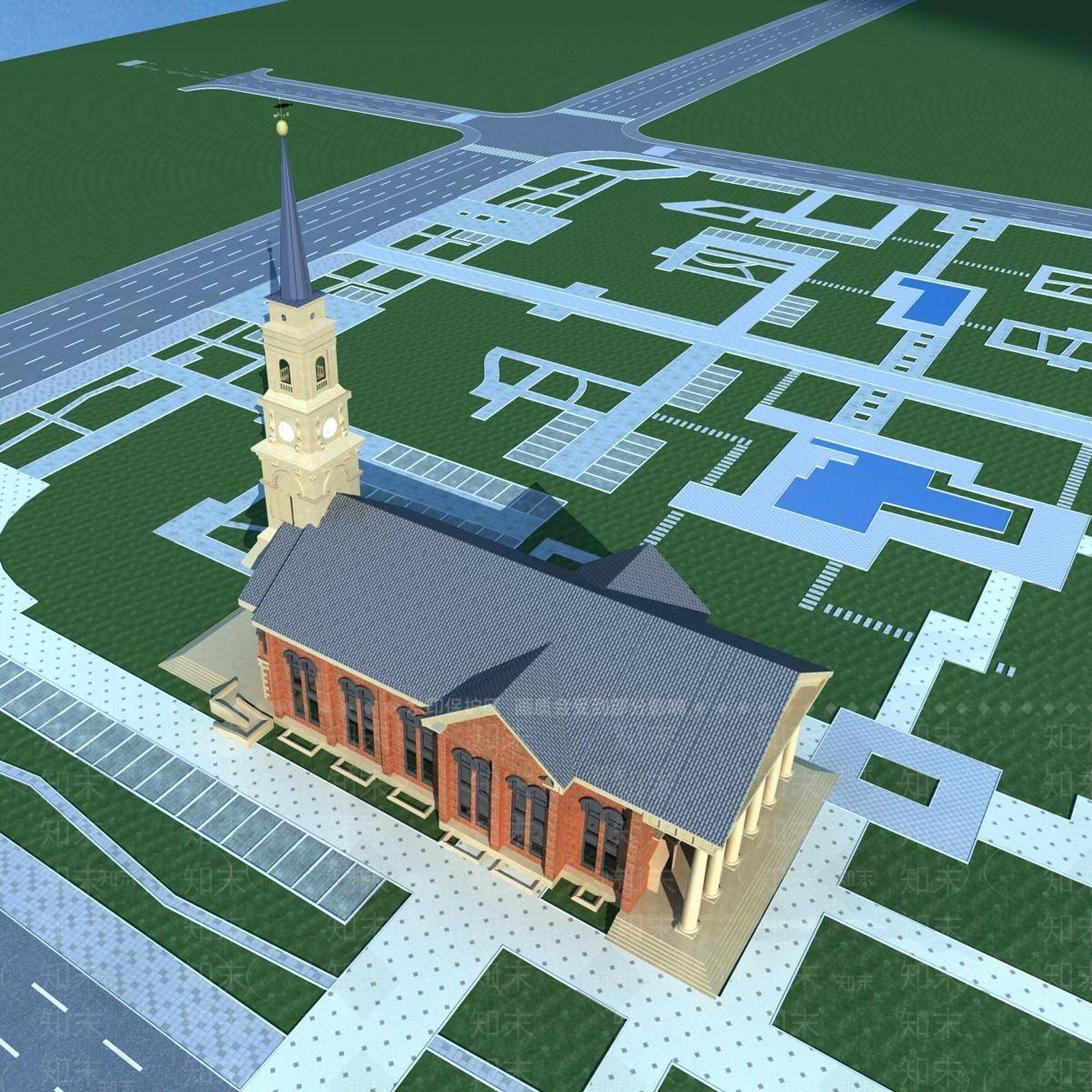 欧式商业街3D模型下载【ID:1195570252】
