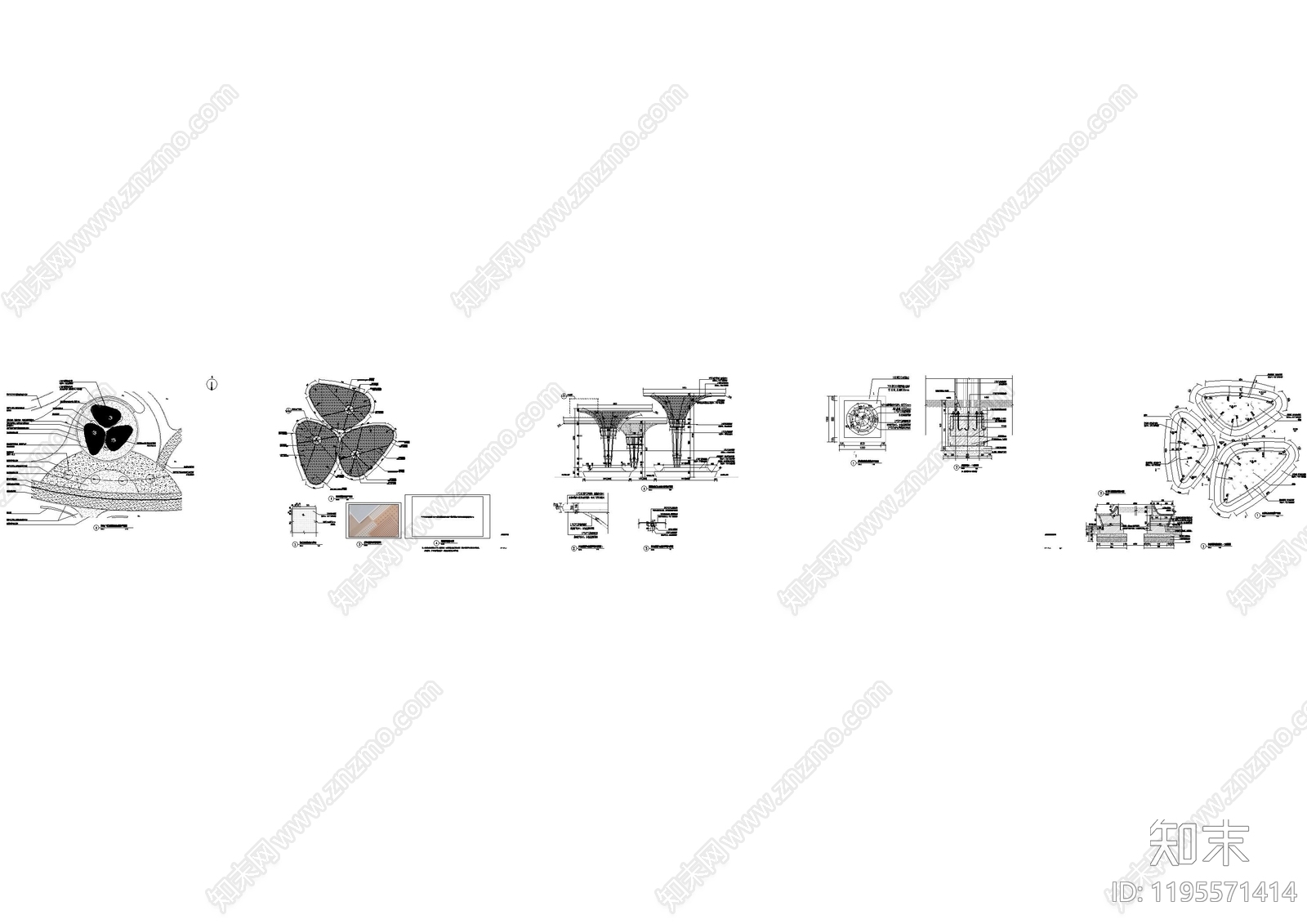 现代廊架cad施工图下载【ID:1195571414】