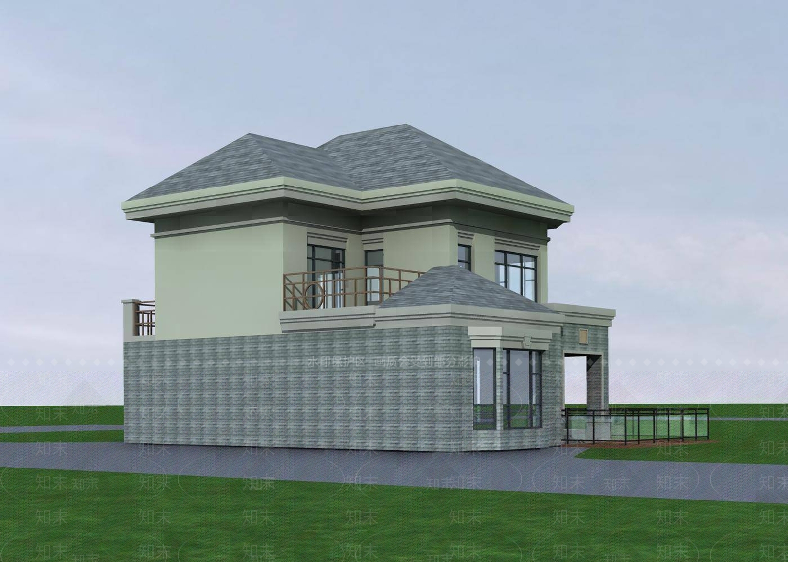 欧式别墅外观3D模型下载【ID:1195571598】