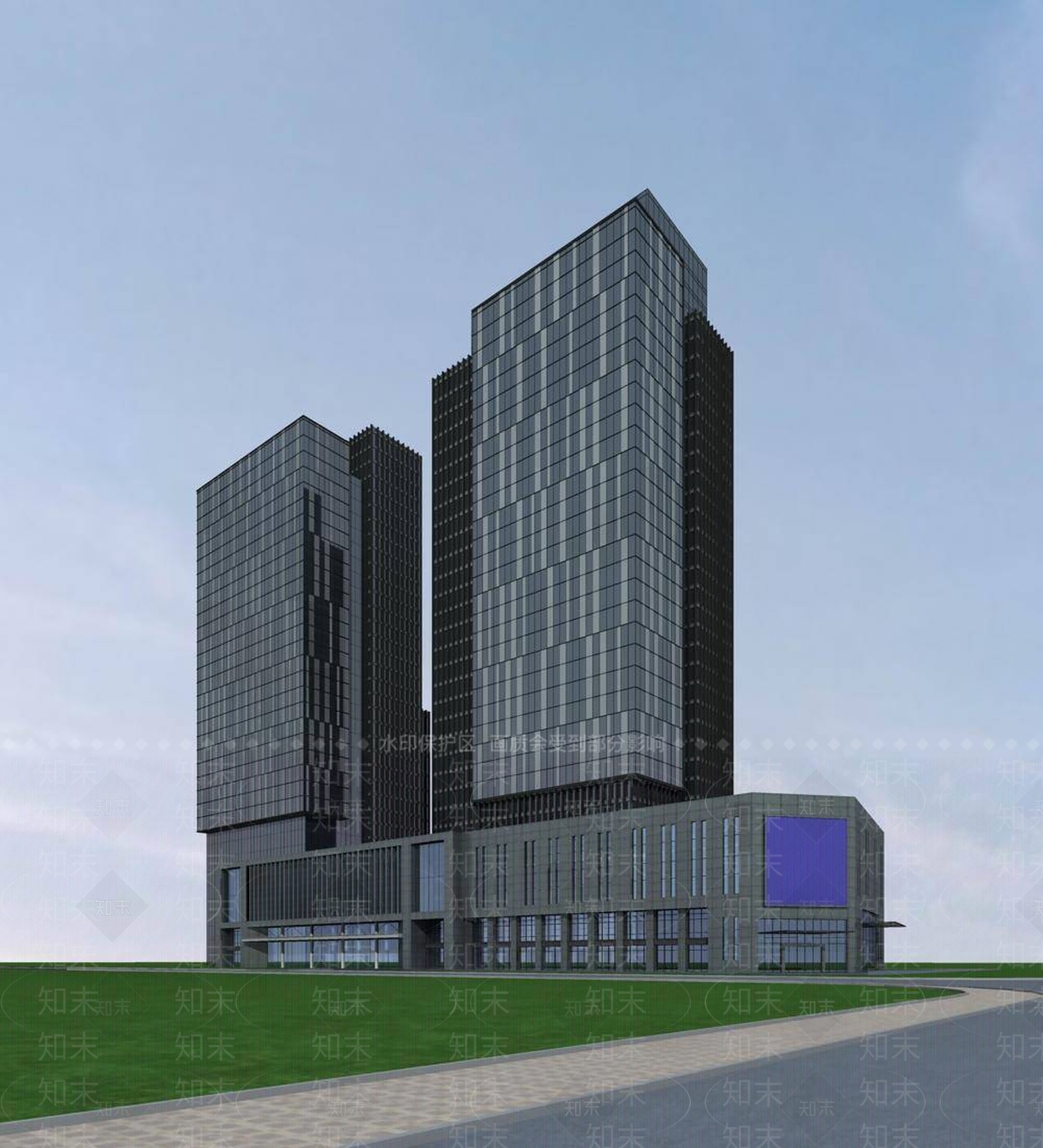 现代办公楼3D模型下载【ID:1195572372】