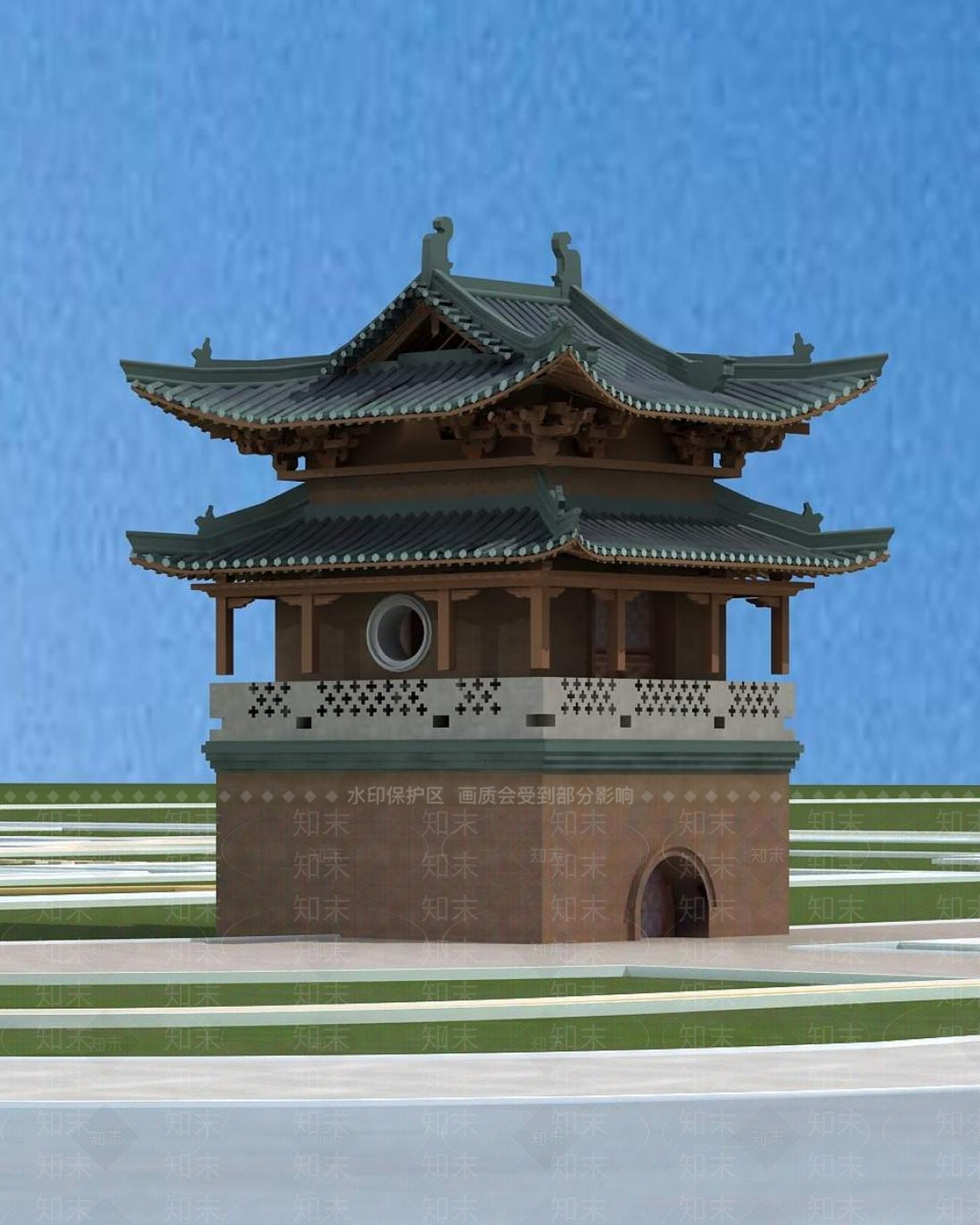中式古建3D模型下载【ID:1195573307】