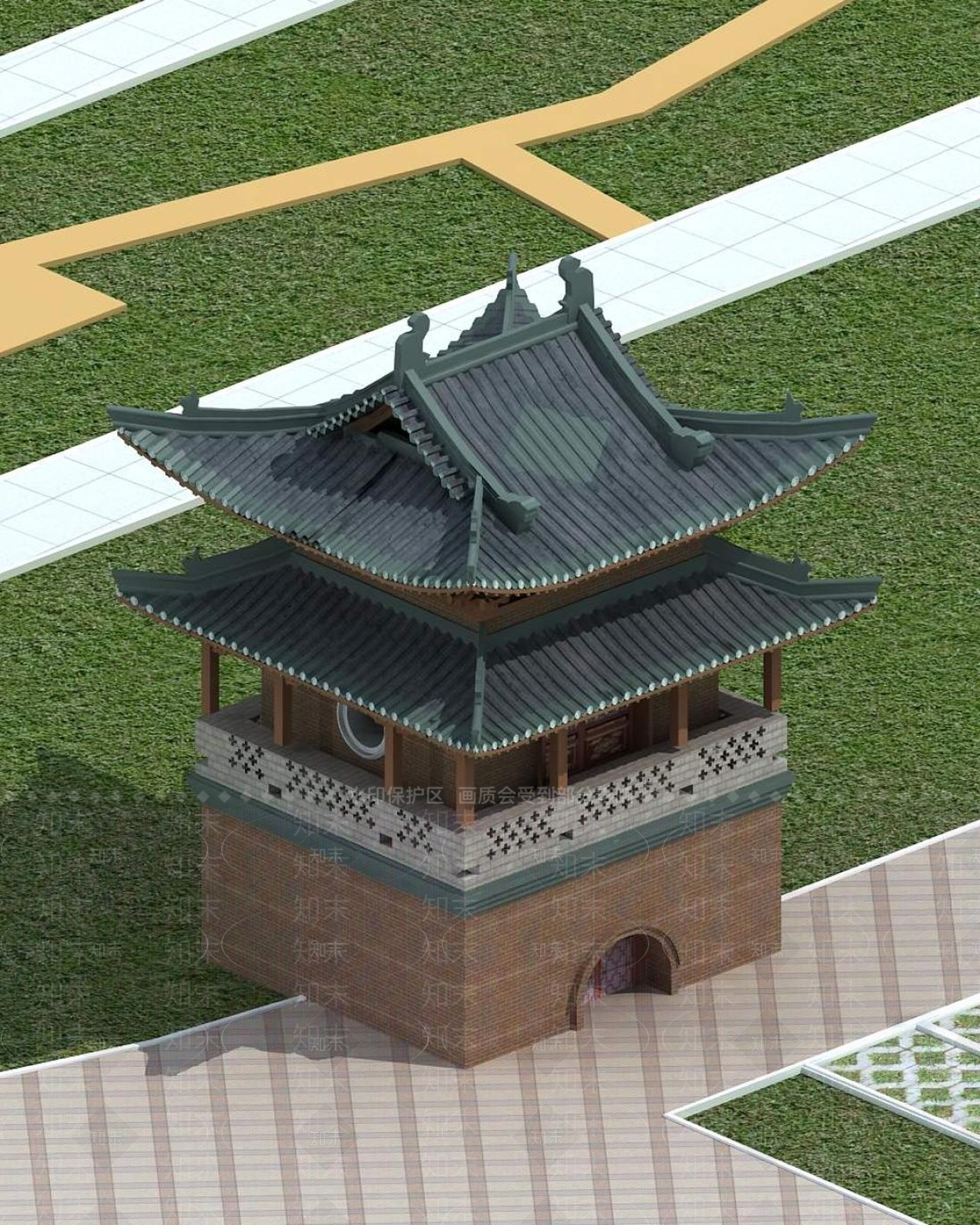 中式古建3D模型下载【ID:1195573307】