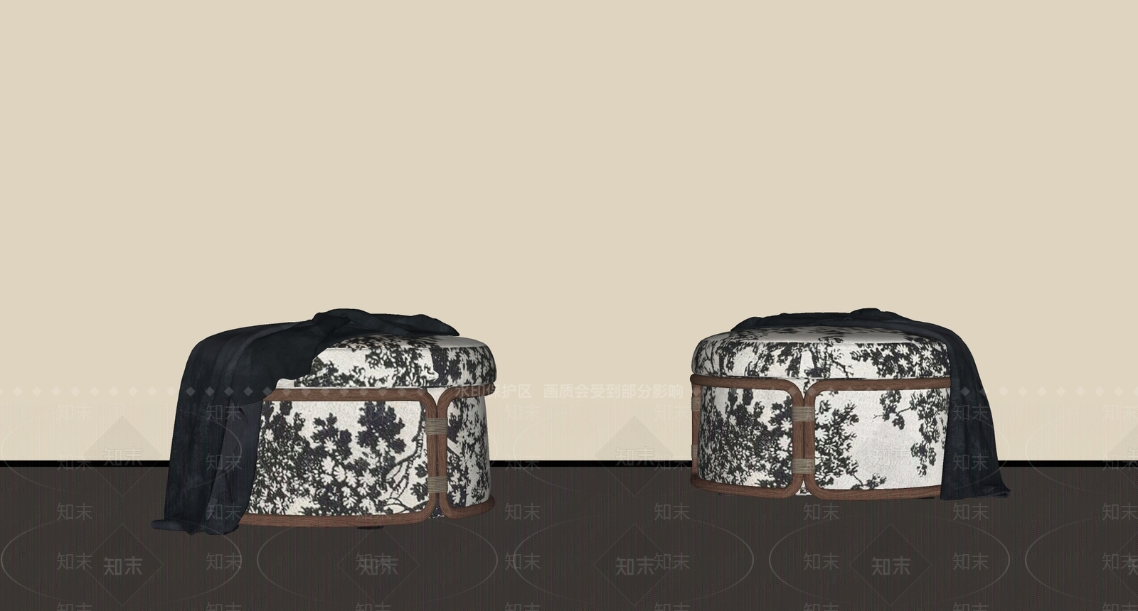 中古侘寂沙发凳SU模型下载【ID:1195575775】