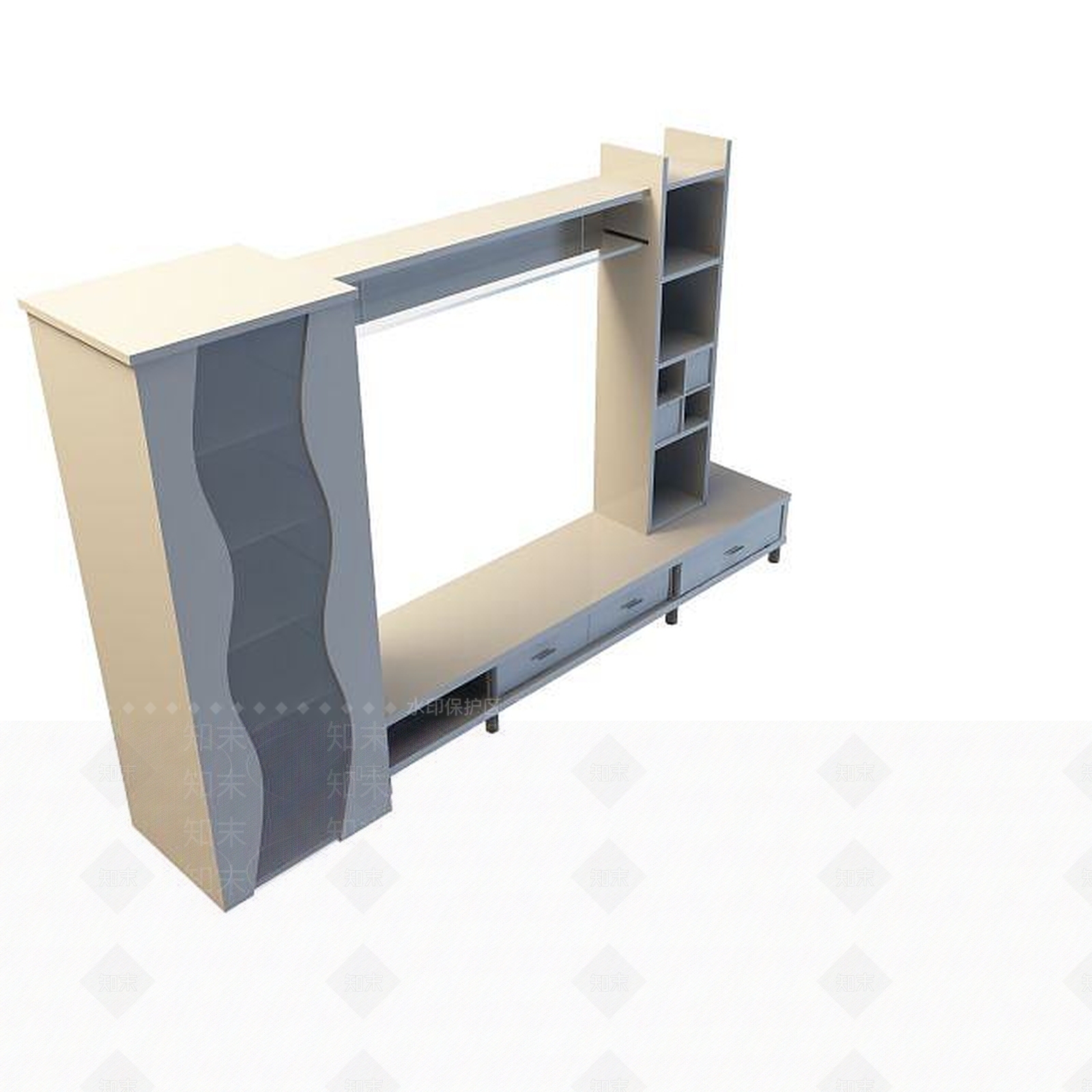 现代简约电视柜3D模型下载【ID:1195578235】