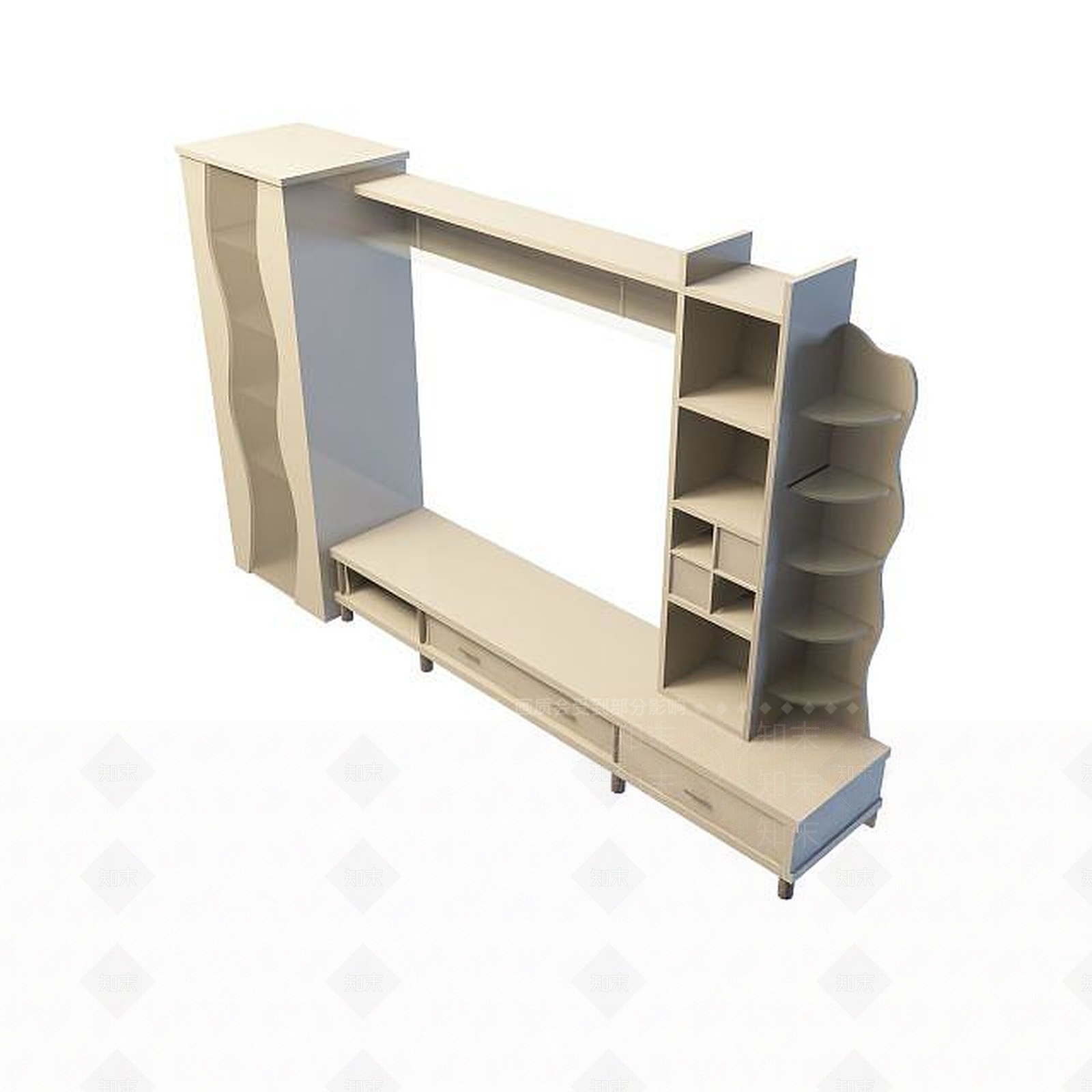 现代简约电视柜3D模型下载【ID:1195578235】