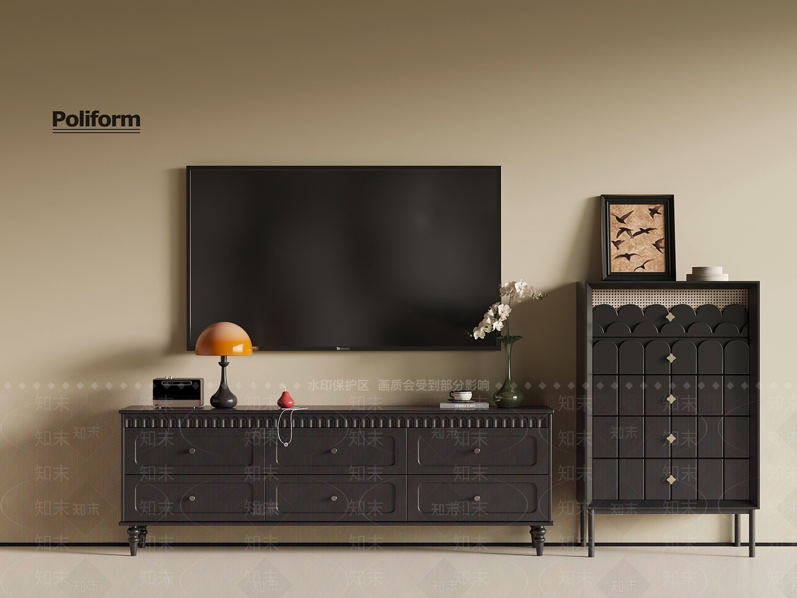 法式复古电视柜3D模型下载【ID:1195578864】