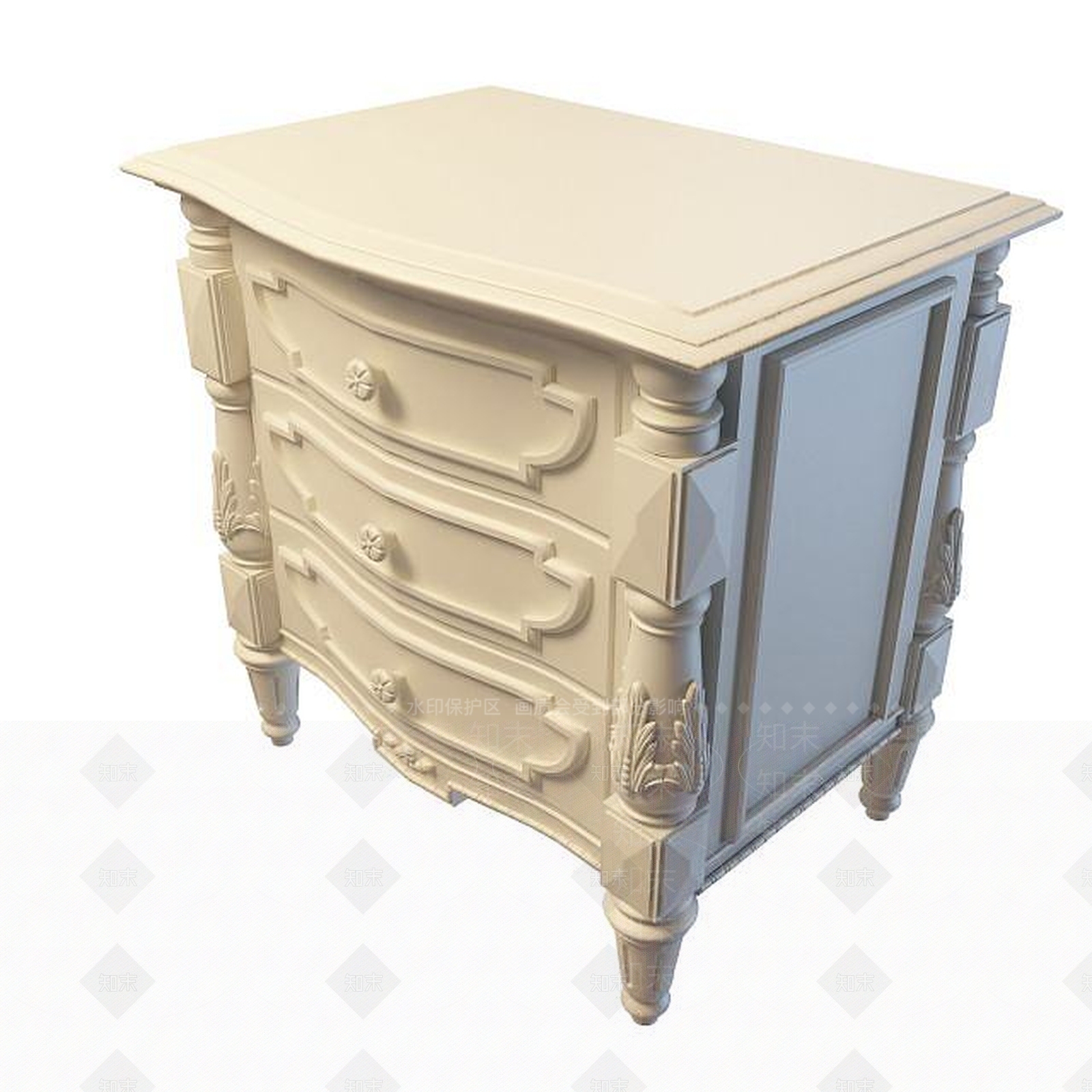 欧式古典欧式床头柜3D模型下载【ID:1195578943】
