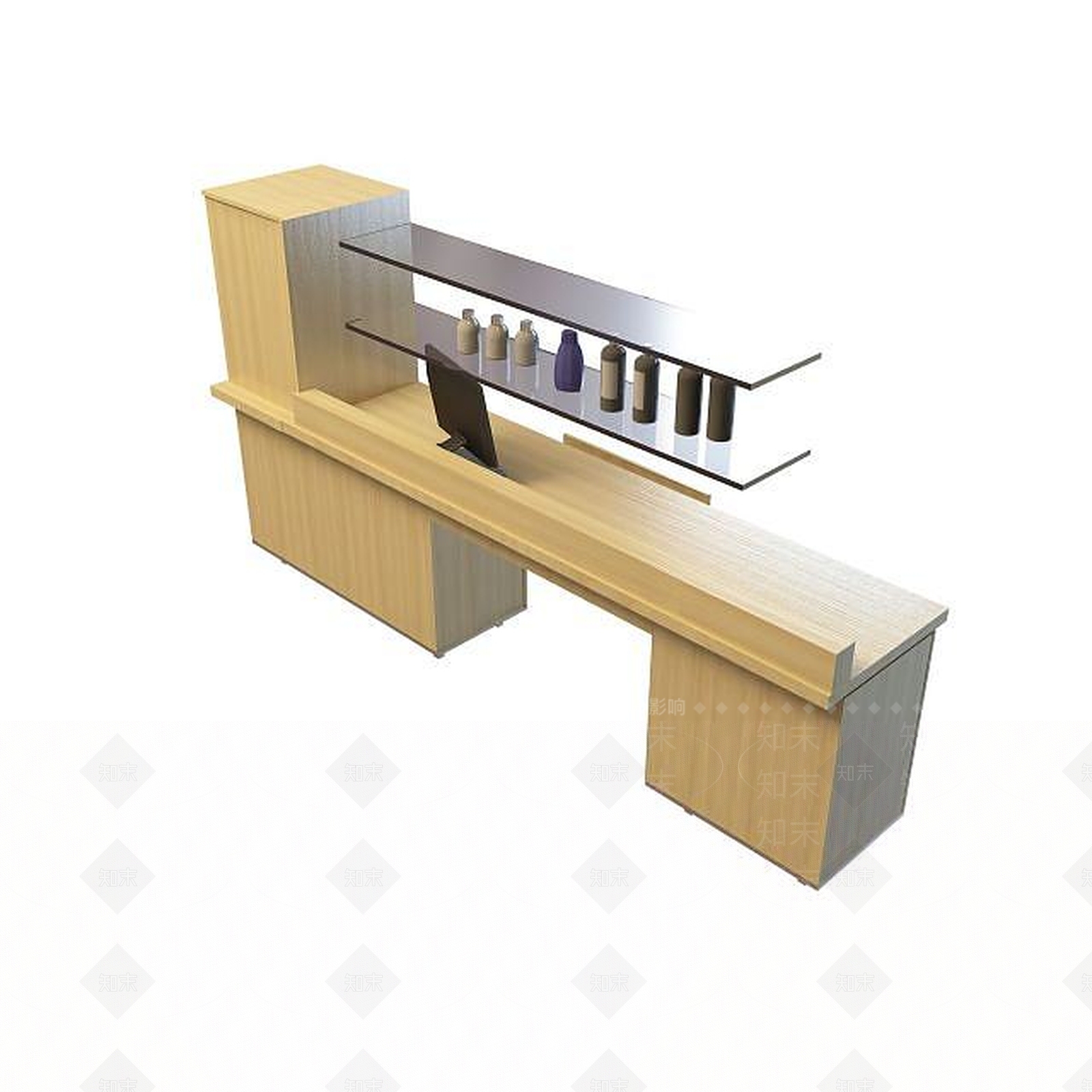 现代简约书房桌3D模型下载【ID:1195580851】