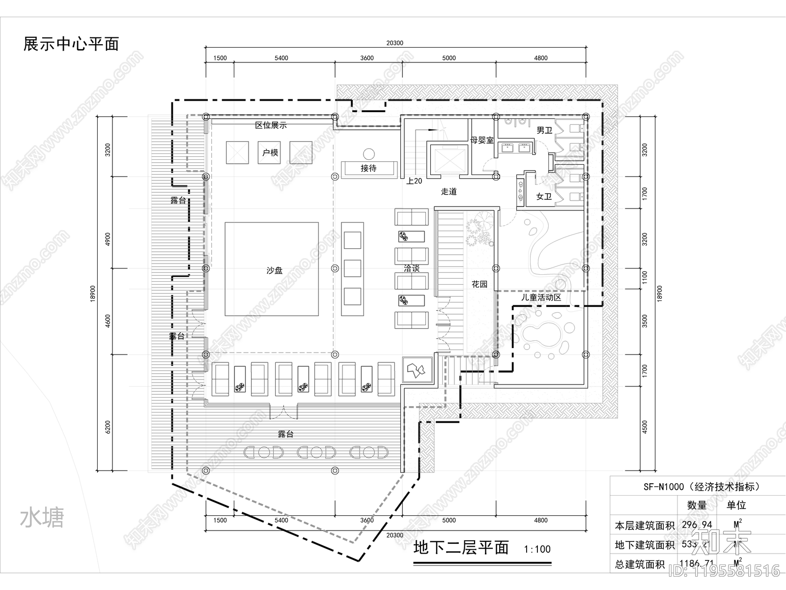 新中式现代售楼处建筑施工图下载【ID:1195581516】