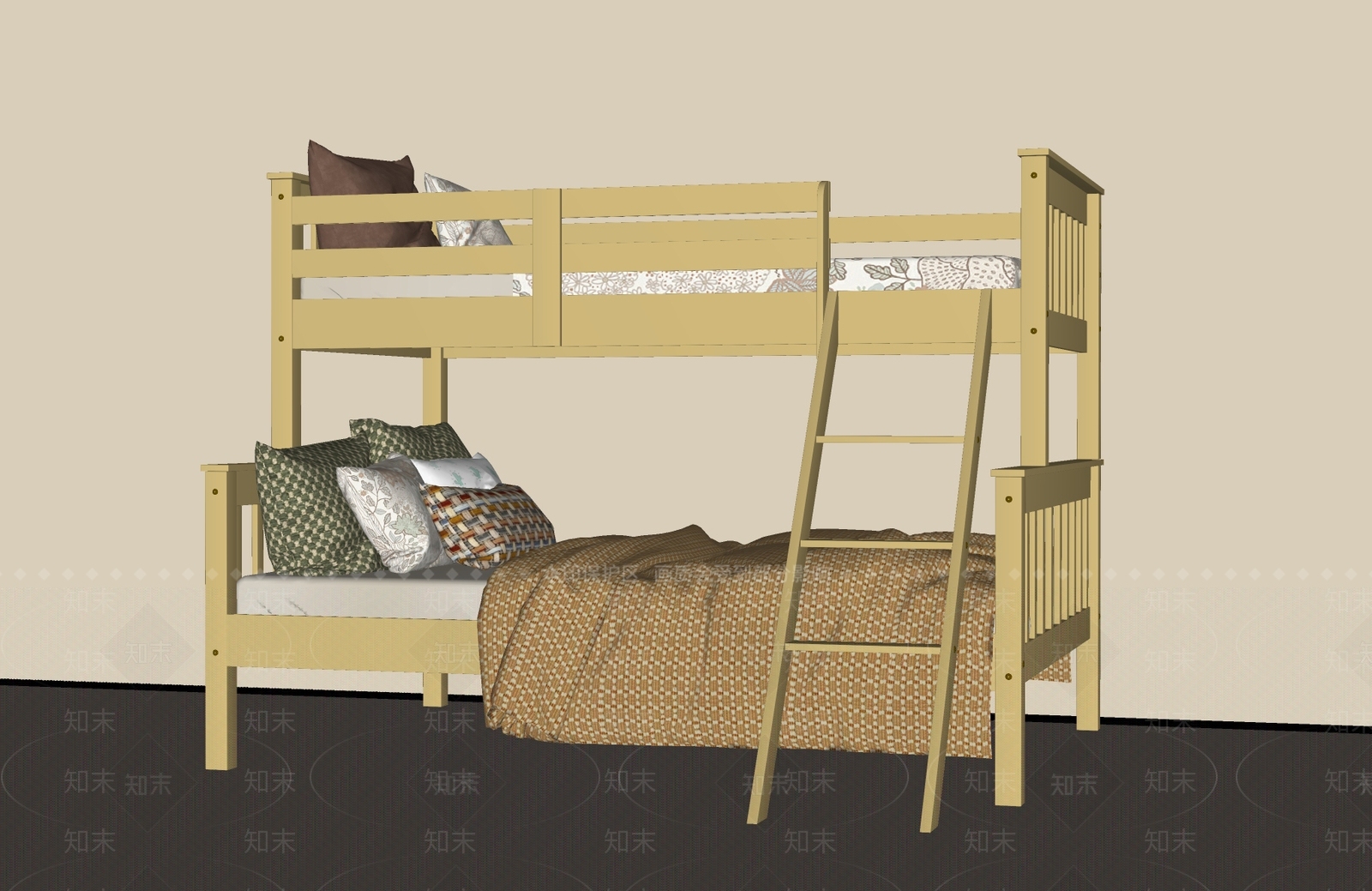 中古侘寂上下床SU模型下载【ID:1195581922】