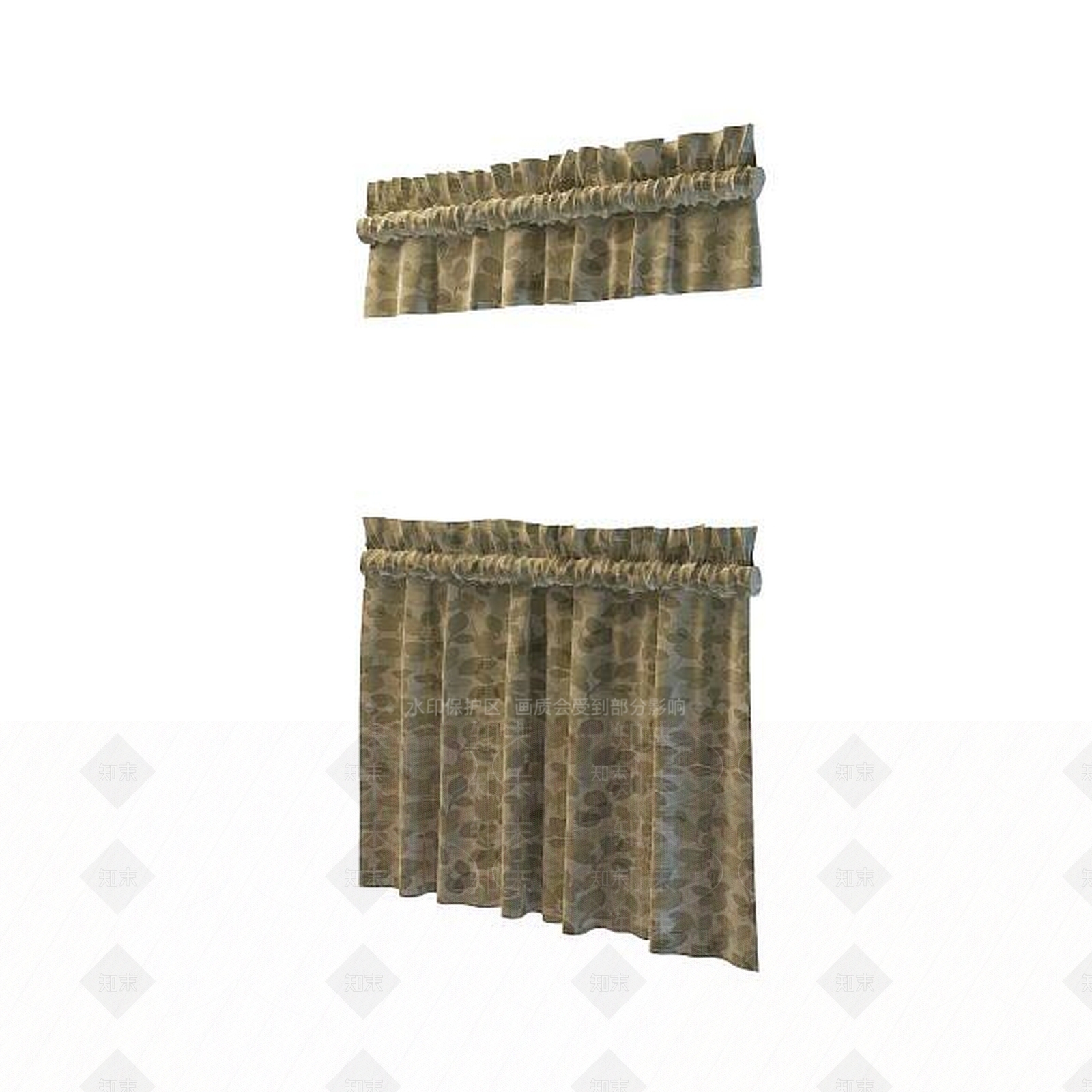 现代布艺窗帘3D模型下载【ID:1195584882】