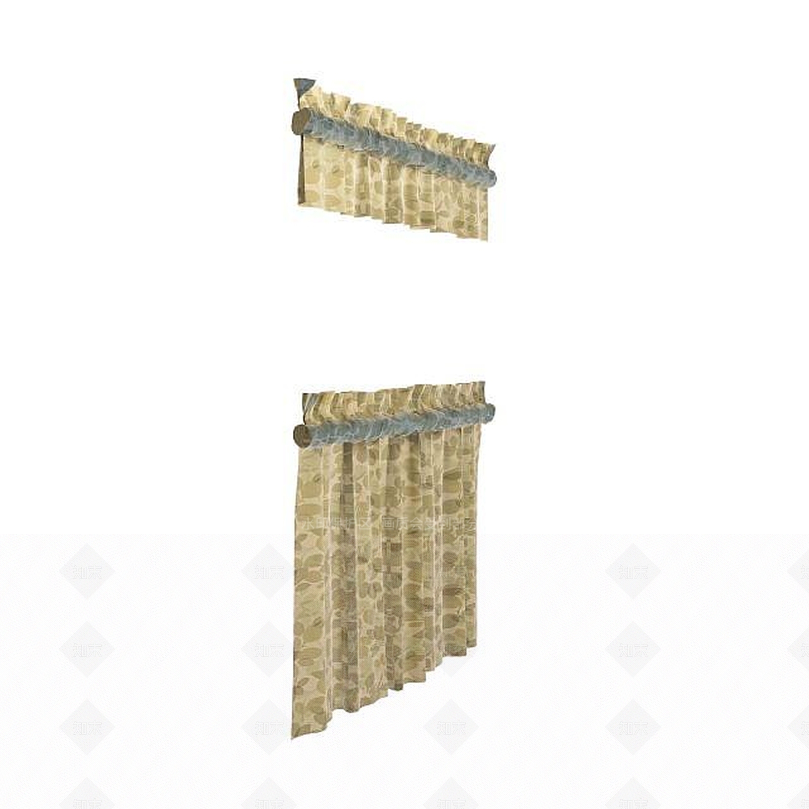 现代布艺窗帘3D模型下载【ID:1195584882】