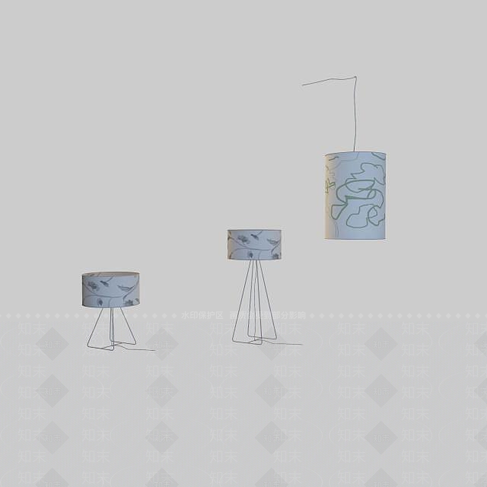 现代田园风格简约台灯3D模型下载【ID:1195585402】