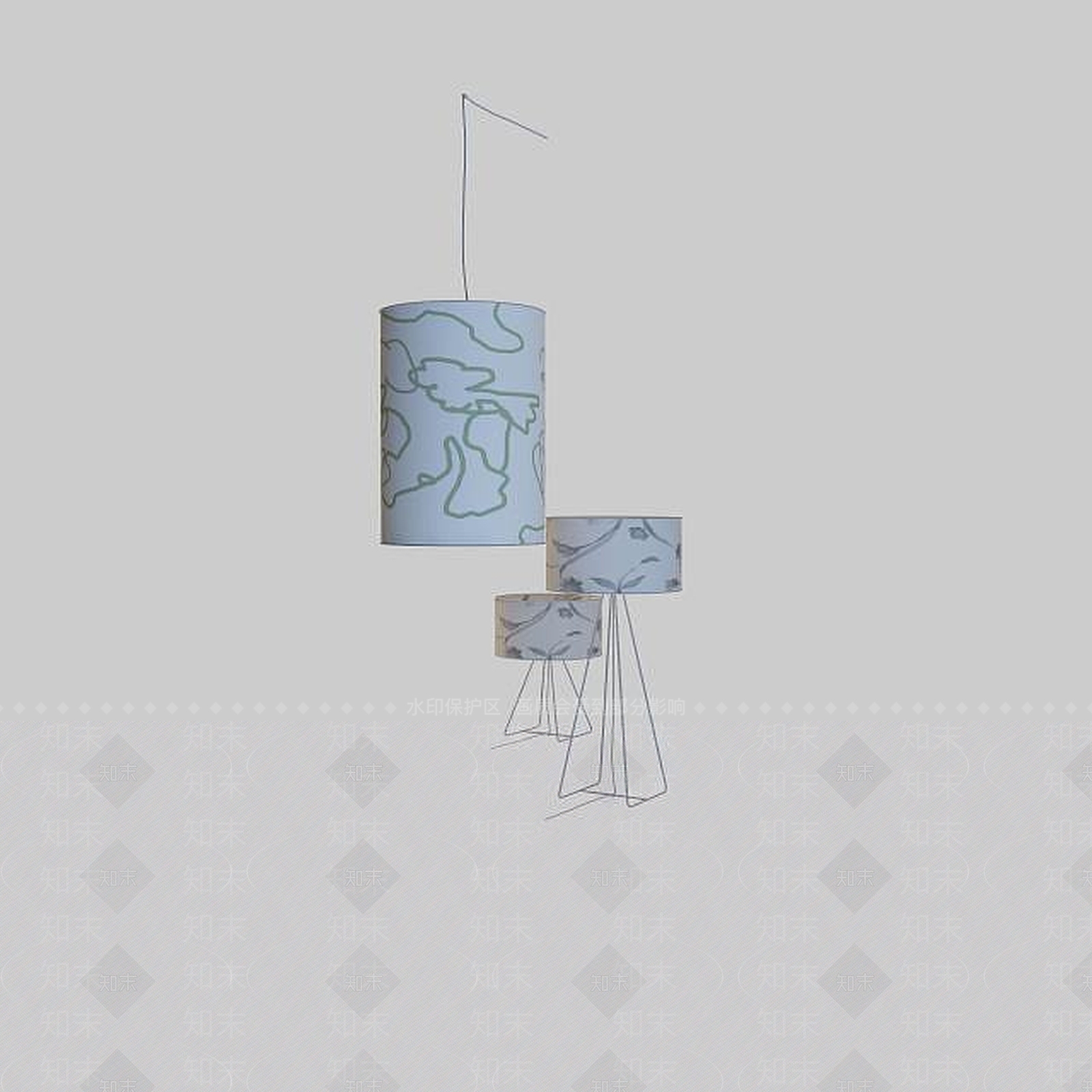 现代田园风格简约台灯3D模型下载【ID:1195585402】