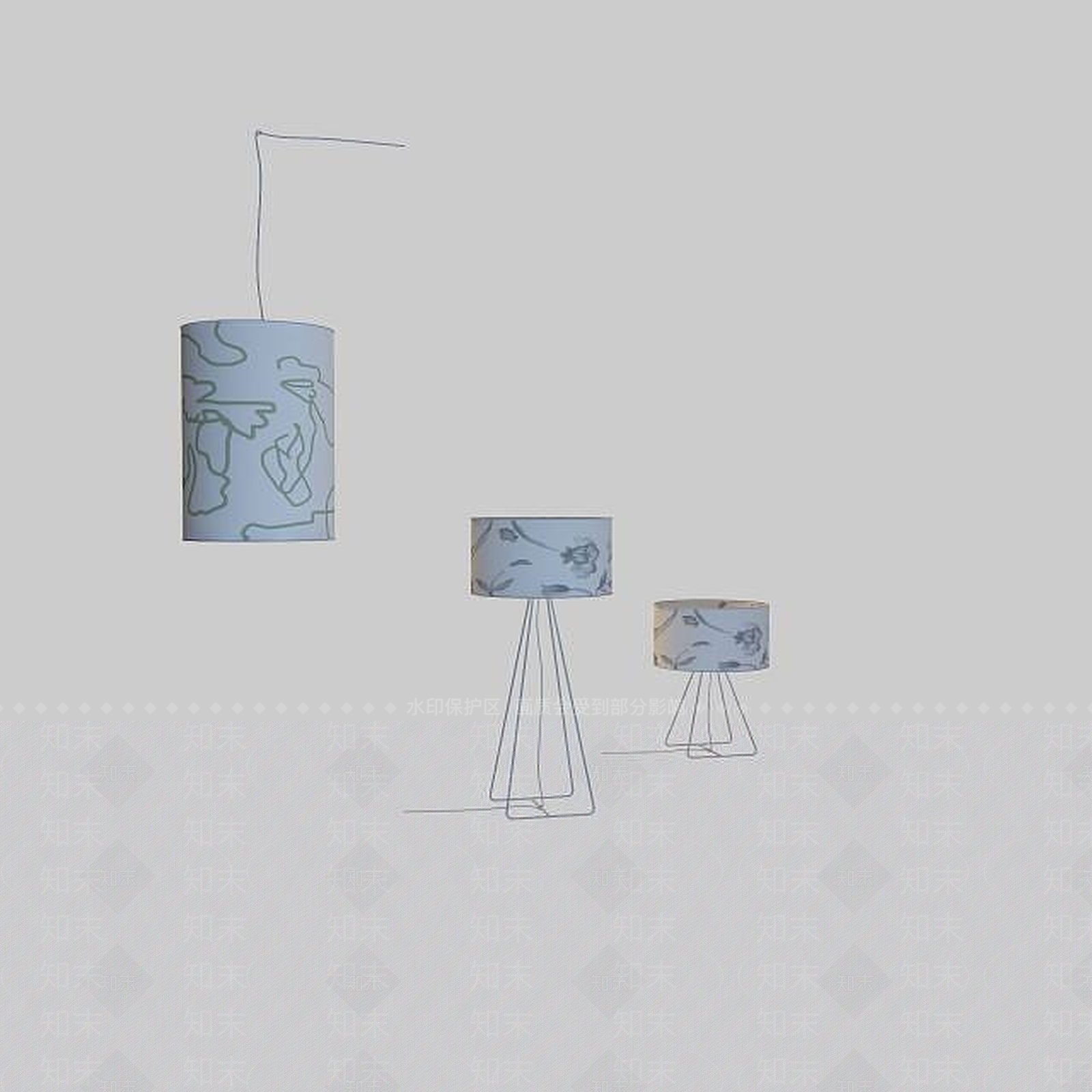 现代田园风格简约台灯3D模型下载【ID:1195585402】