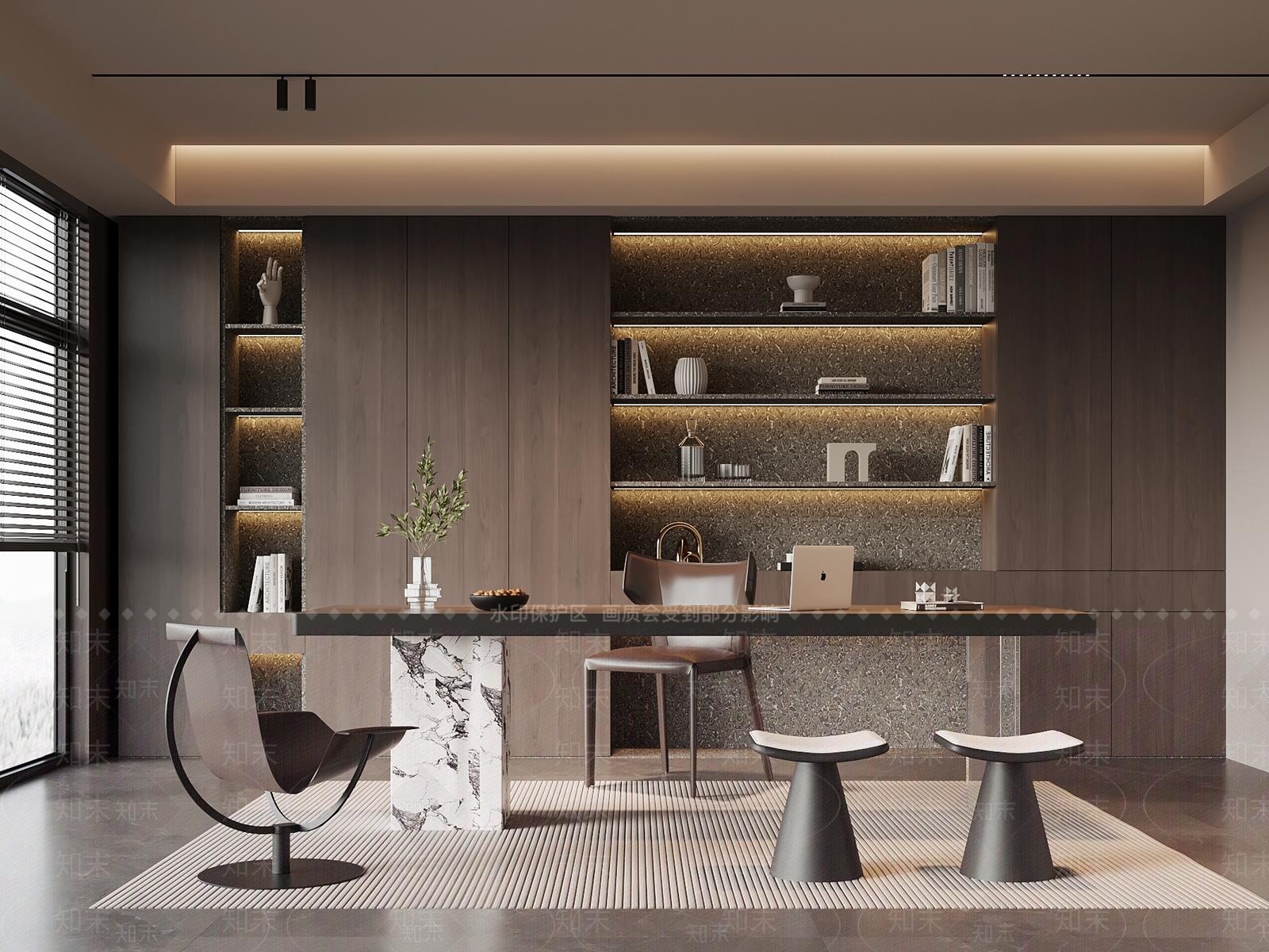 意式书房3D模型下载【ID:1195587178】