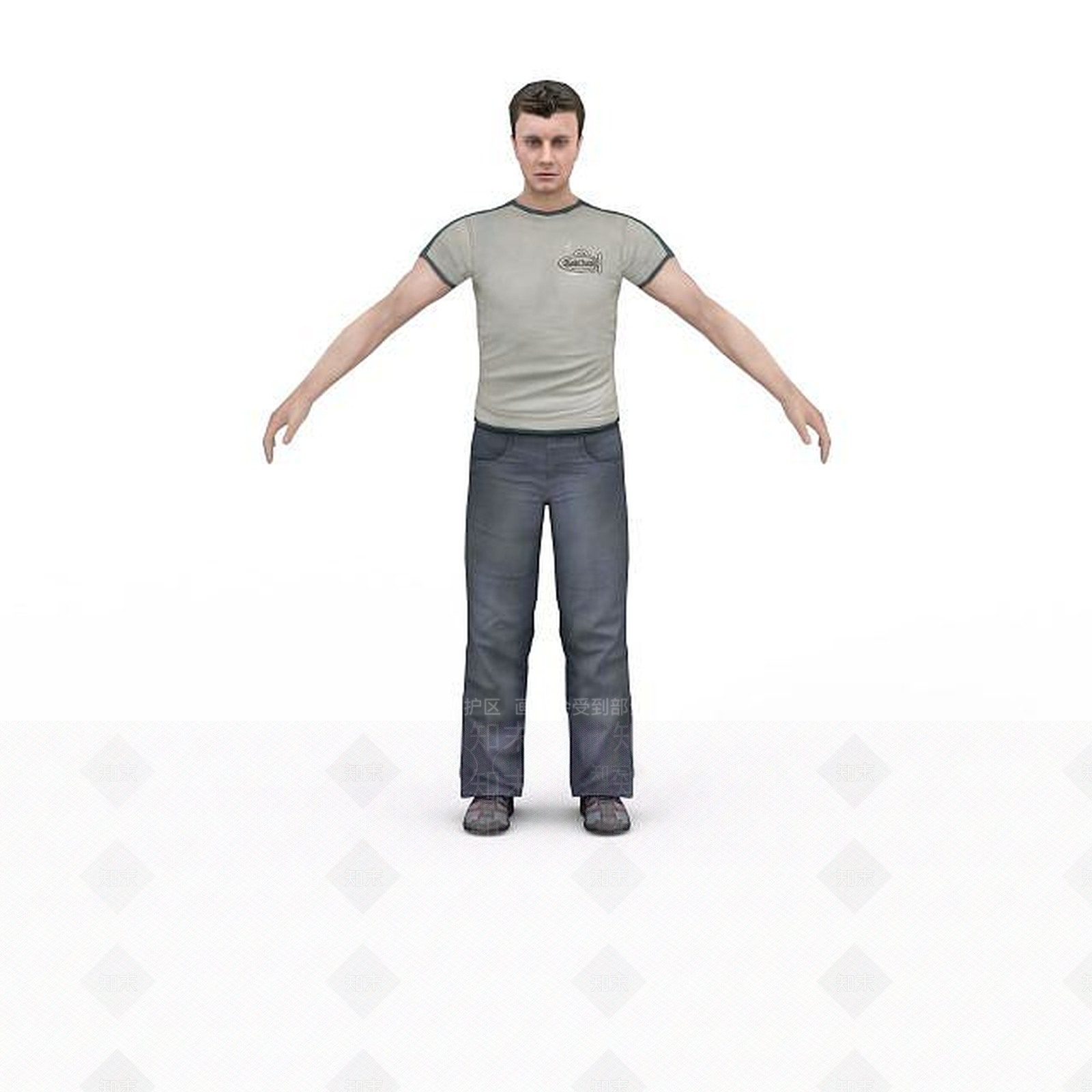 现代T恤男装3D模型下载【ID:1195588582】